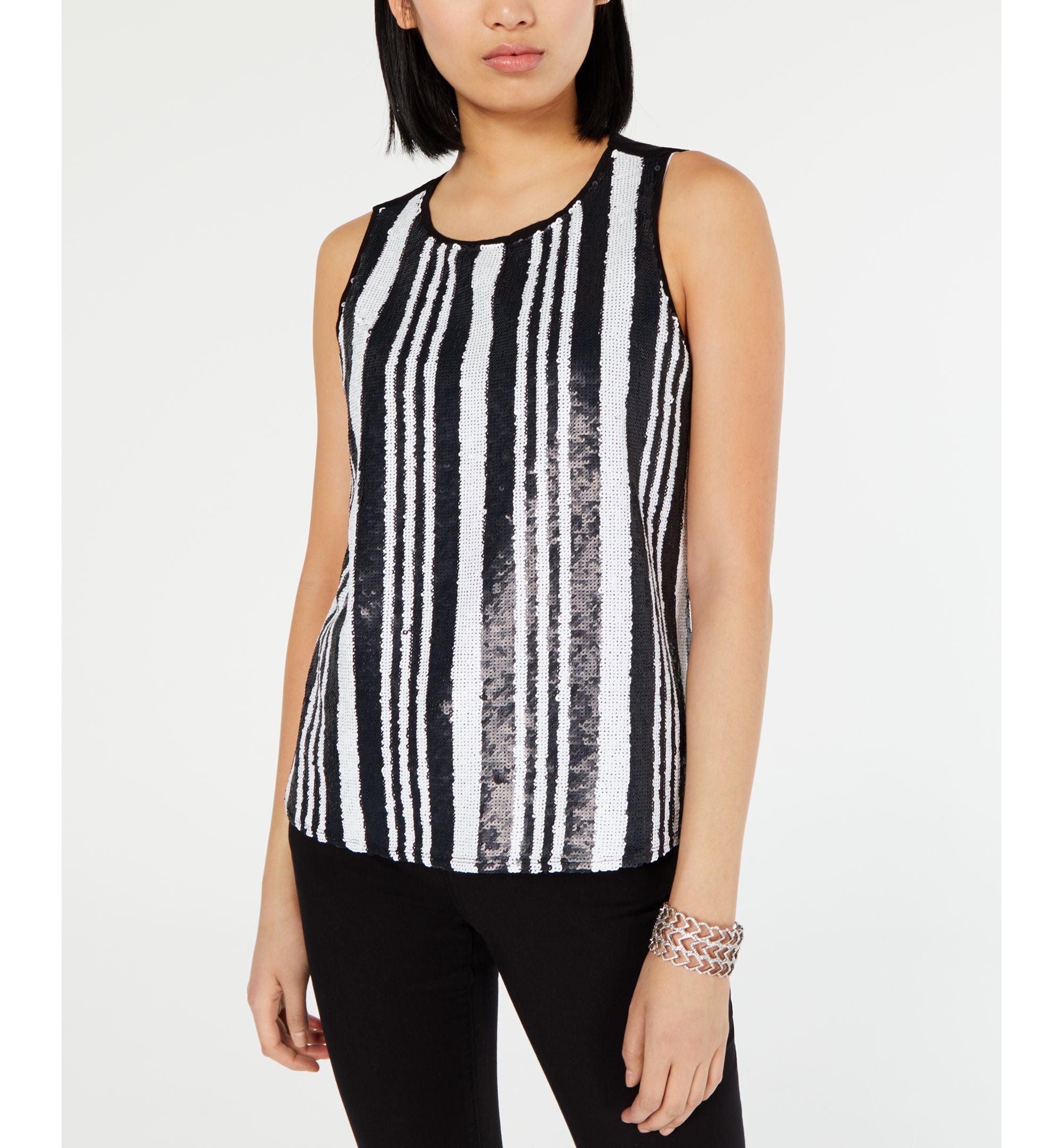 Striped Sequined Tank Premium Top