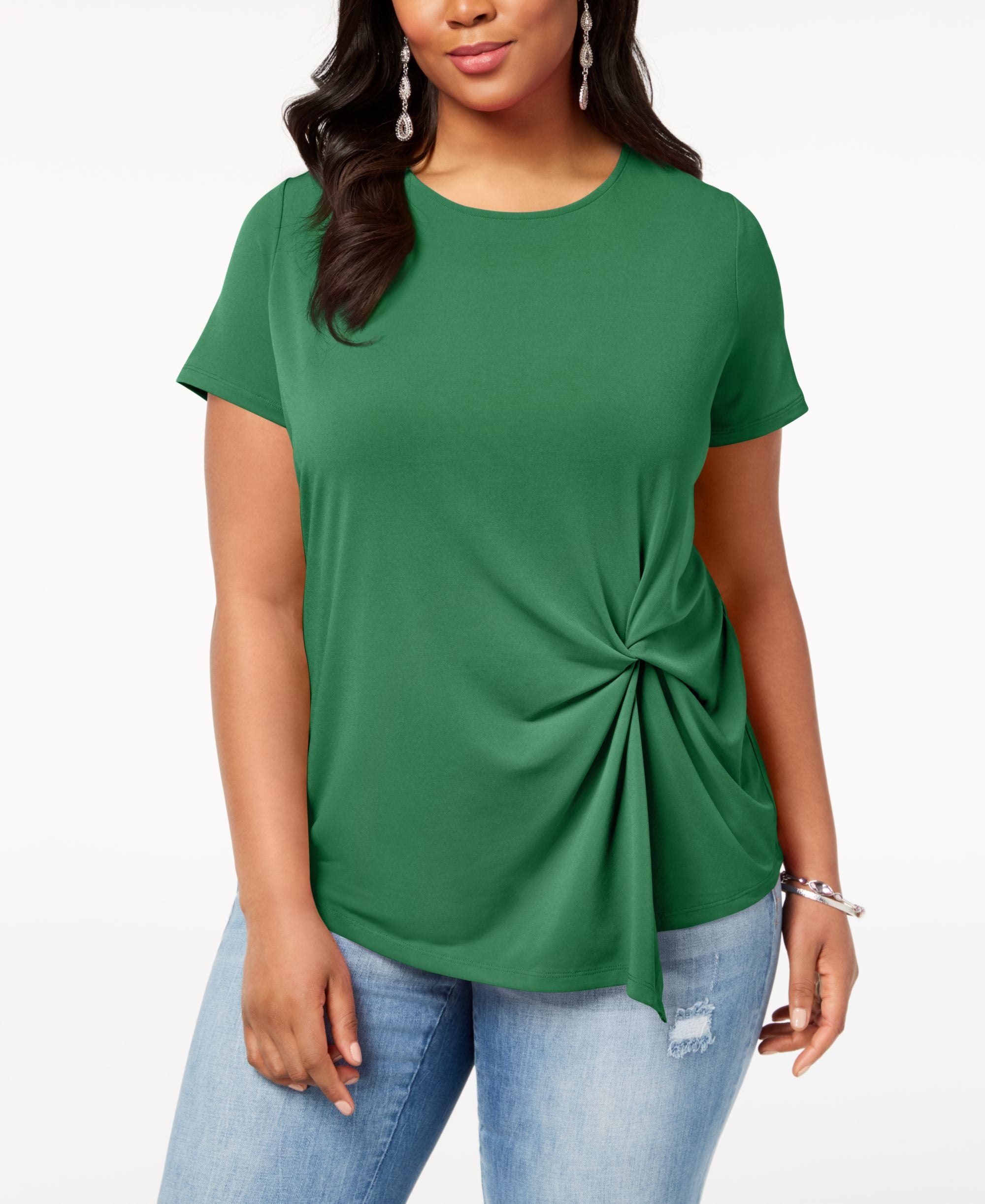 INC Plus Size Twisted Asymmetrical Premium Top