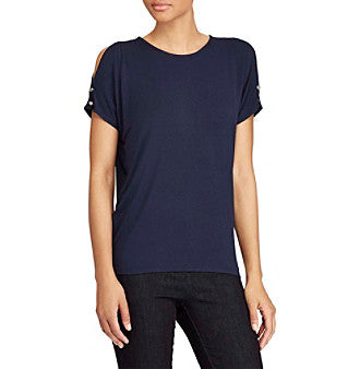 Lauren Ralph Lauren Womens Lutreu Jersey Cold Shoulder Everyday Premium Top