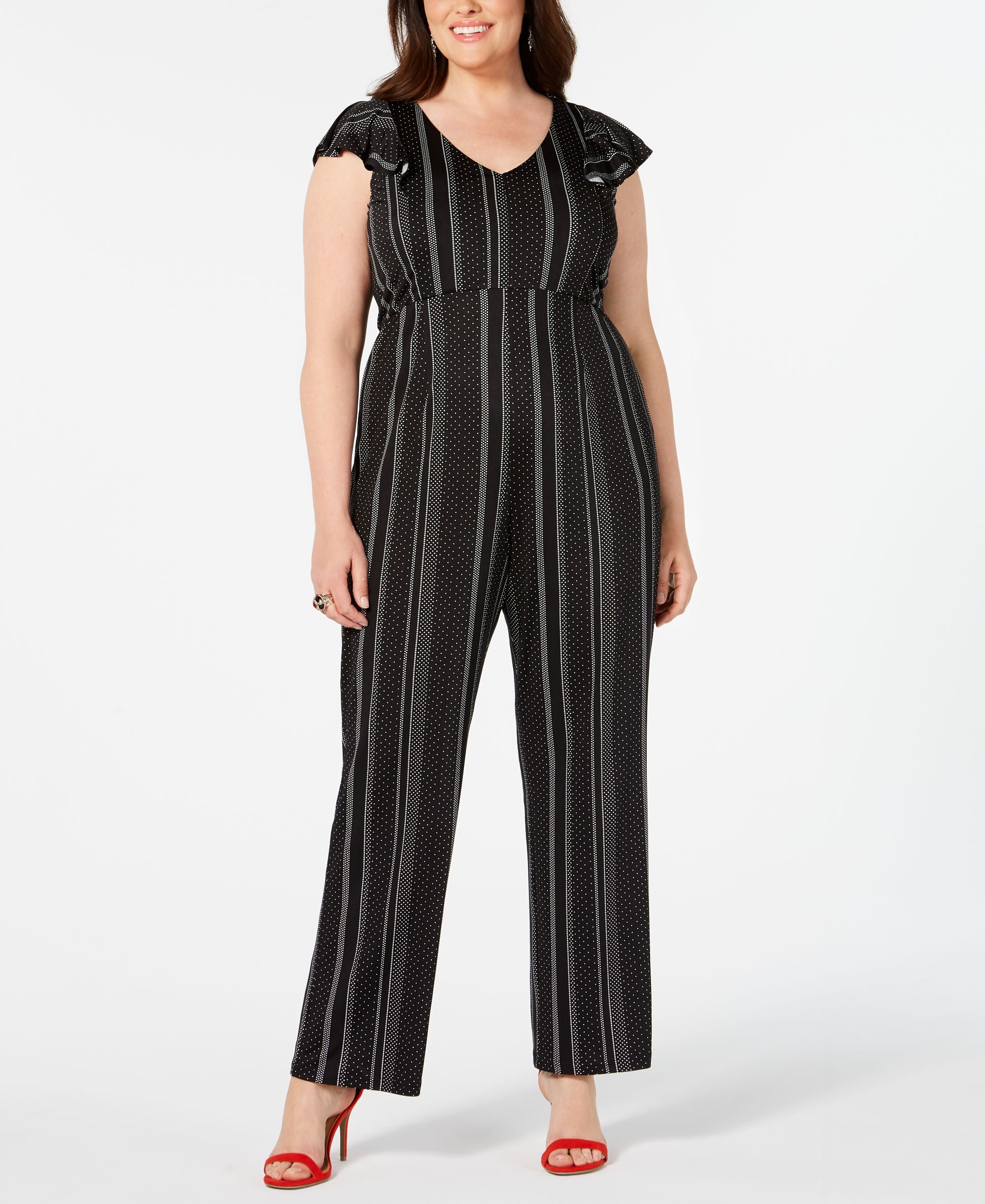 NY Collection Petite Plus Size Flutter-Sleeve Jumpsuit