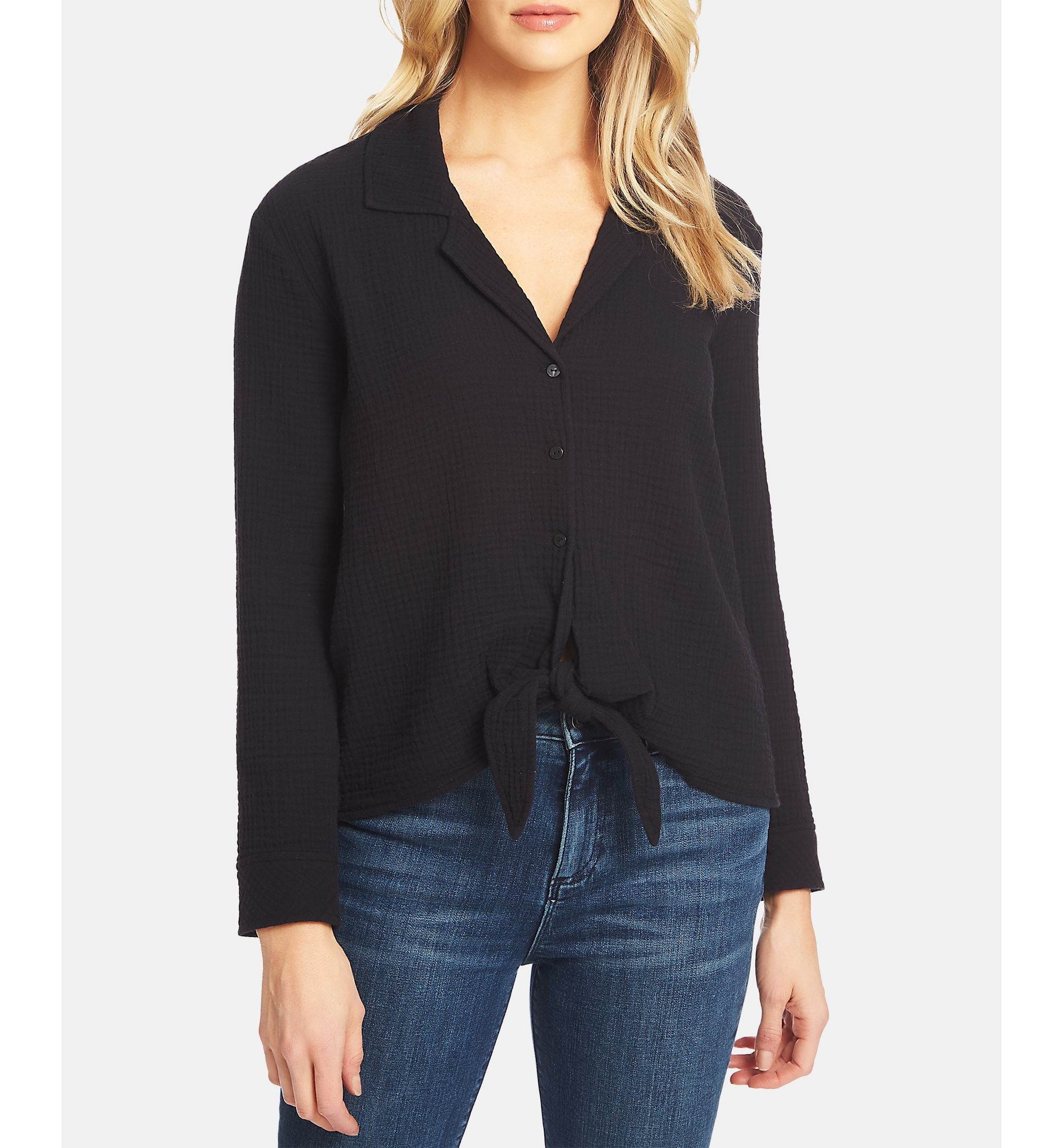 1.State Button Up Tie Front Modern Shirt