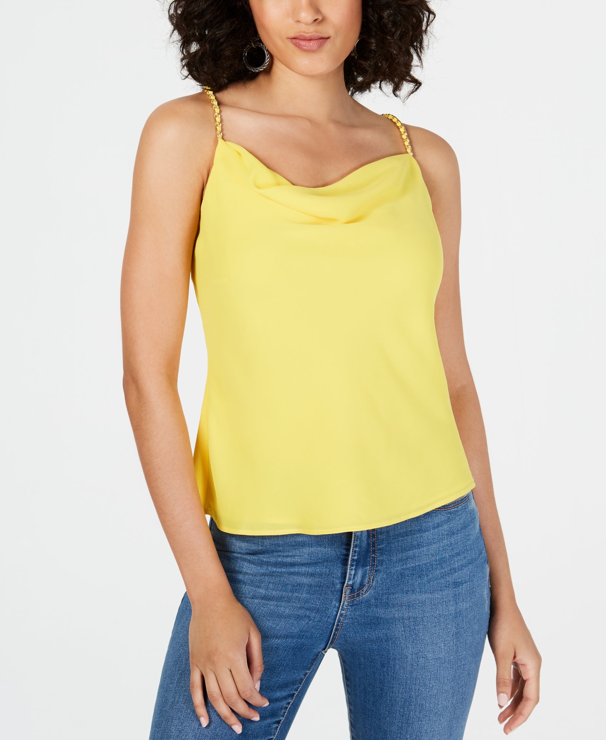 Draped Chain-Strap Premium Top