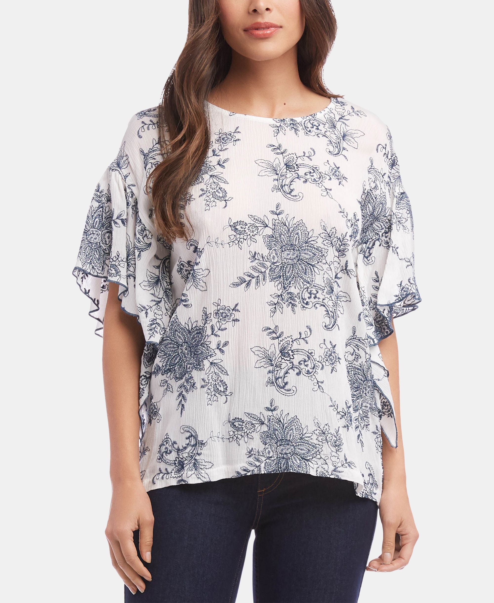 Ruffle-Sleeve Gauze Premium Top