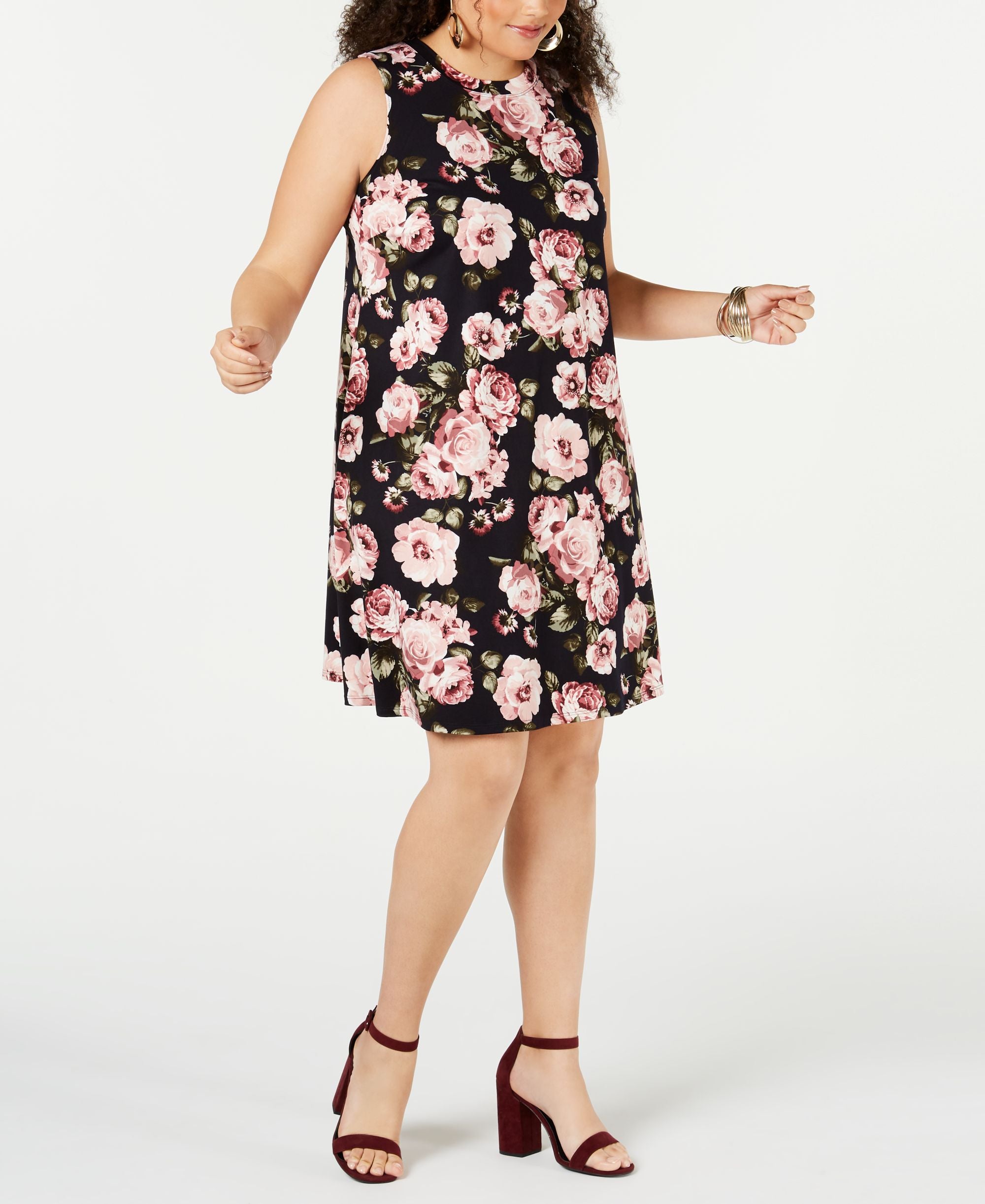 Bcx Plus Size Modern Plus Size Sleeveless Floral Knit Dress