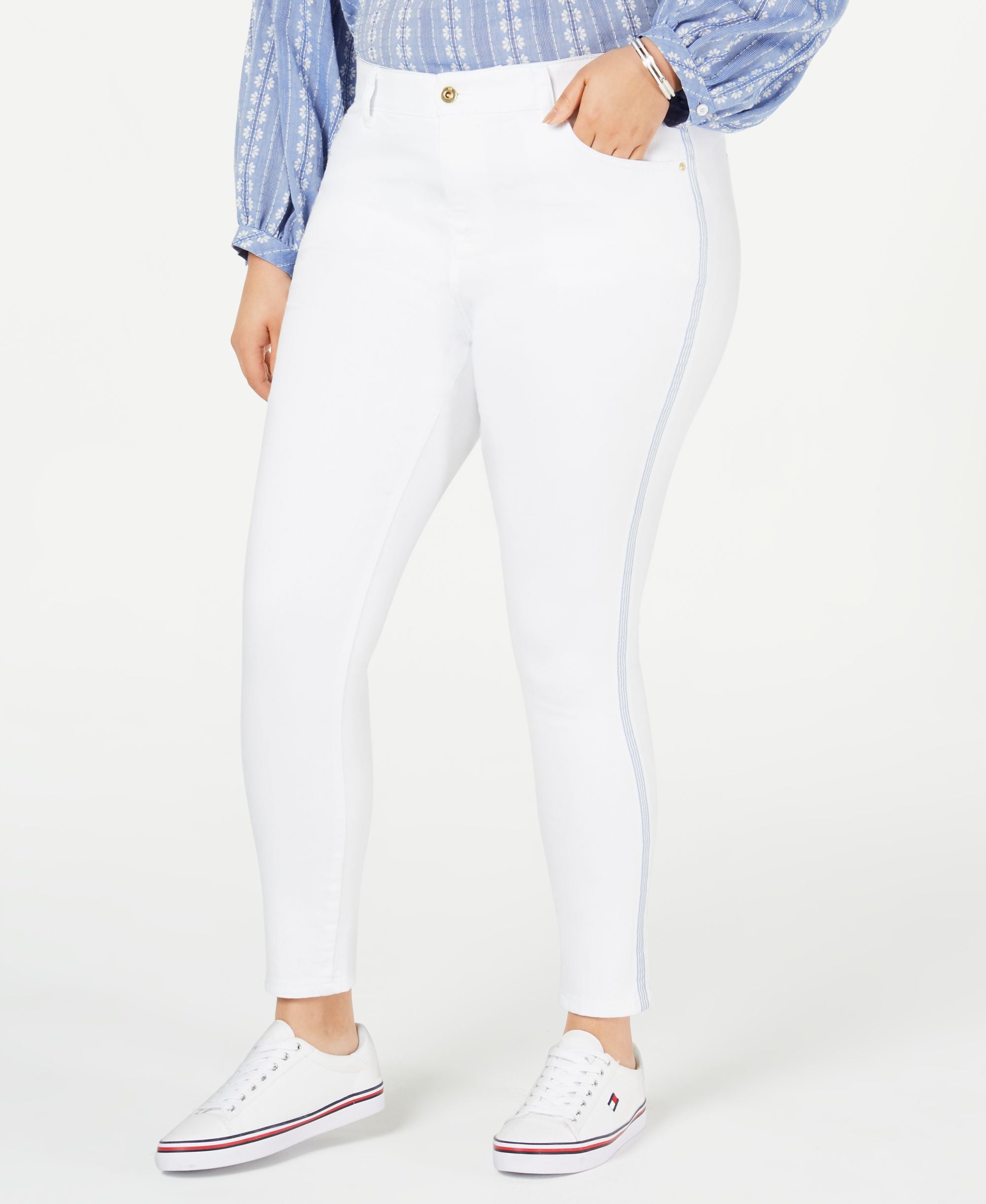 Tommy Hilfiger Plus Size Bedford Side Stripe Skinny-Fit Premium Jeans