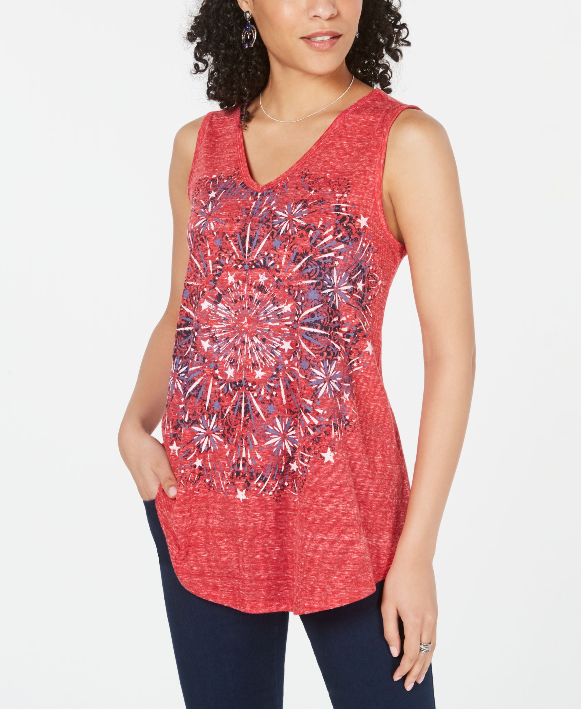Petite Firework Graphic-Print Tank Premium Top