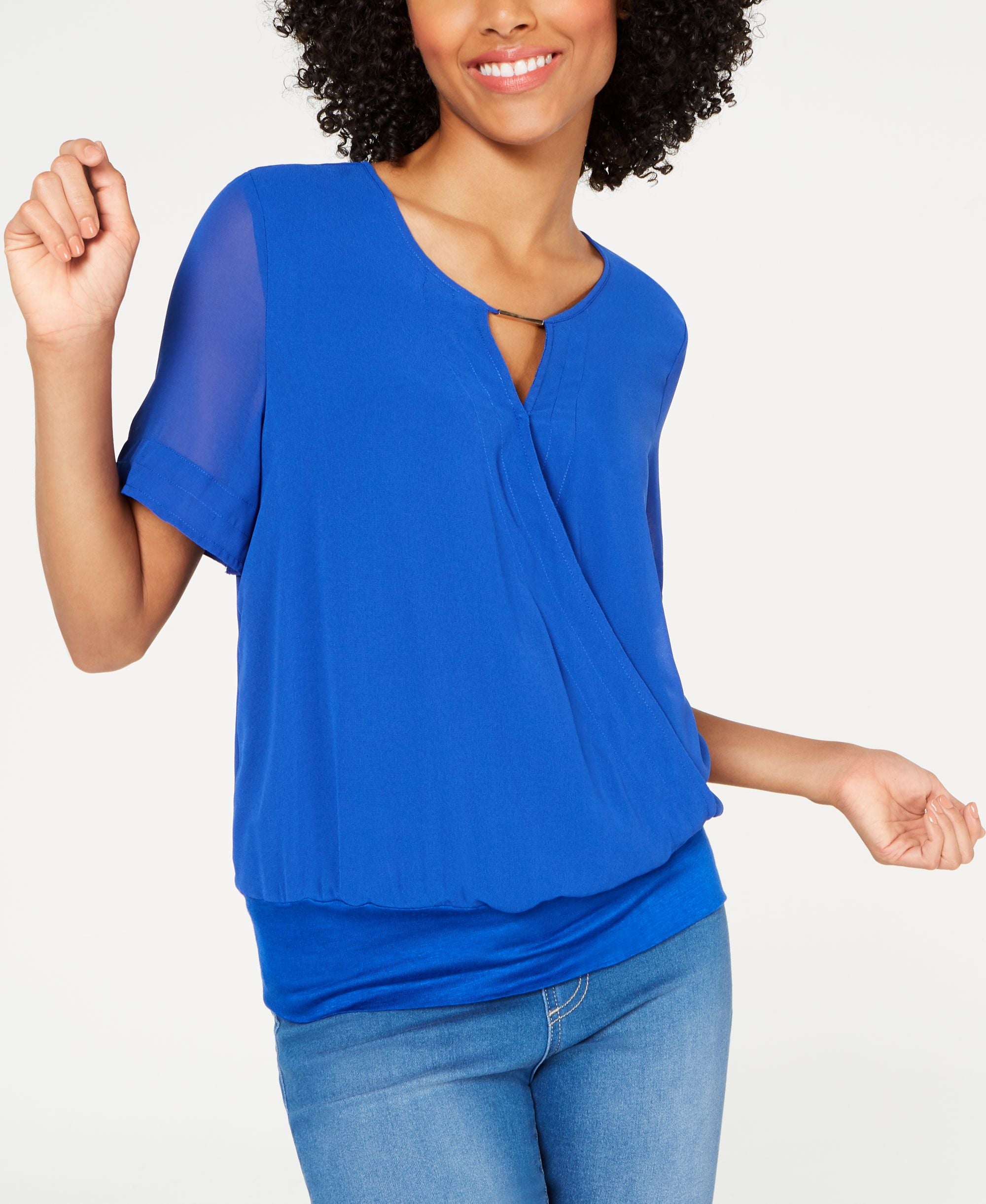 Draped Keyhole Premium Top