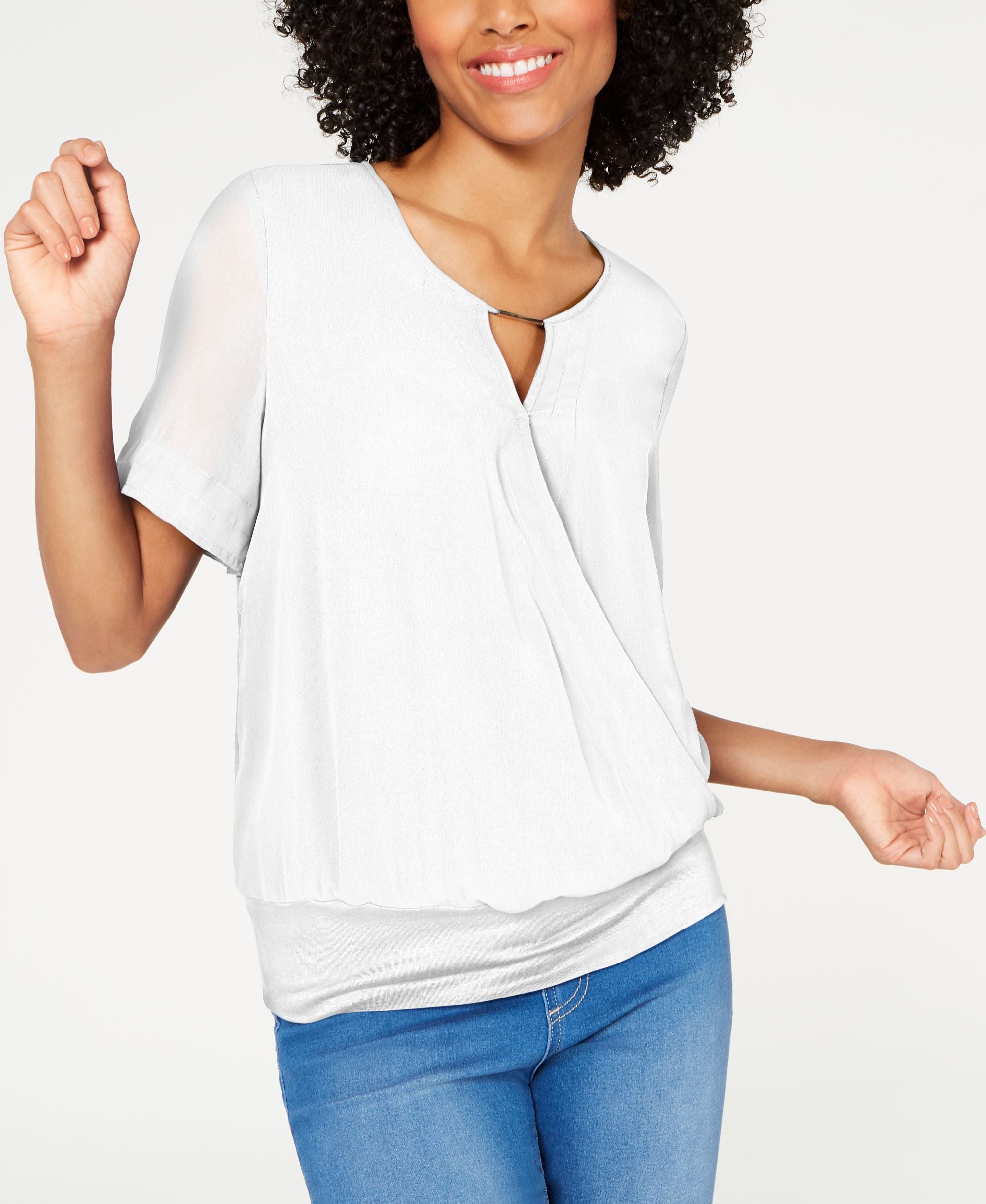 Draped Keyhole Premium Top