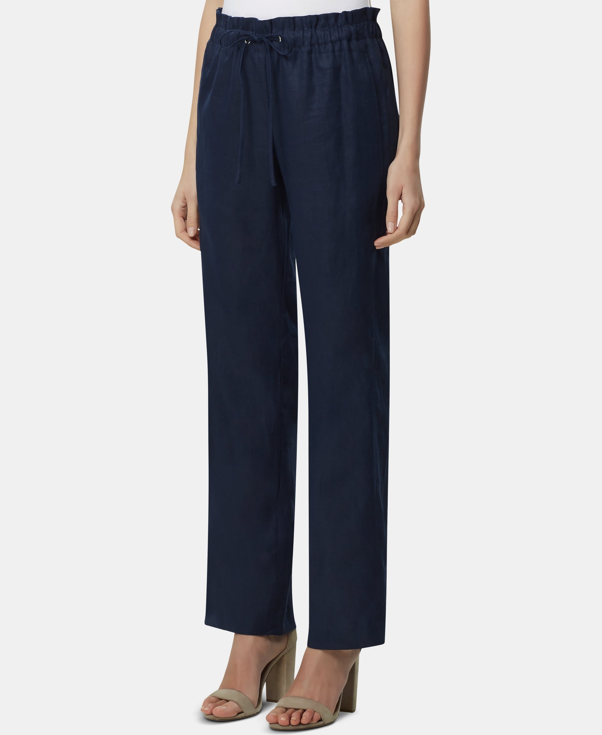 Linen-Blend Wide-Leg Signature Pants
