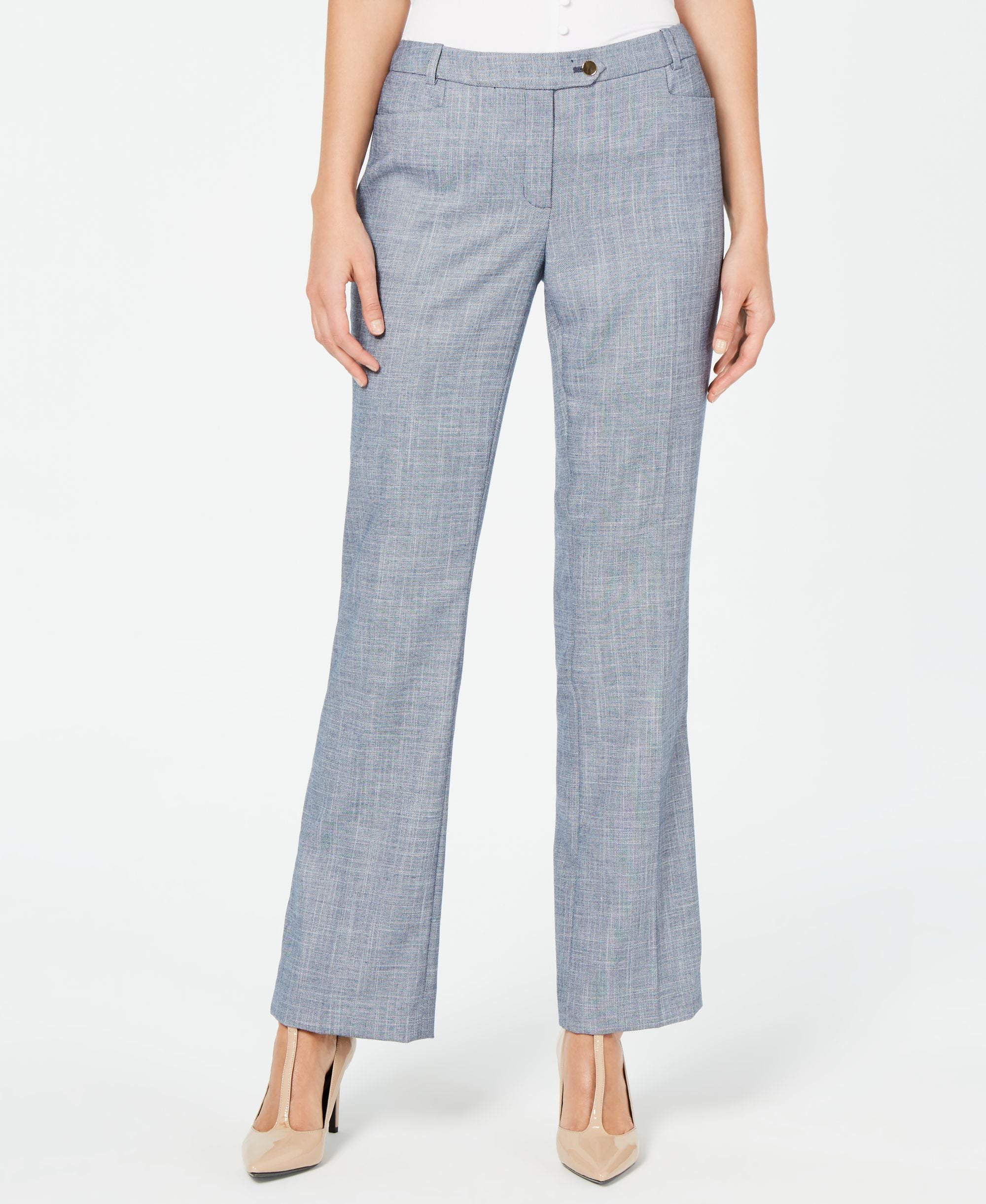 Calvin Klein Petite Denim Modern Straight-Cut Signature Pants
