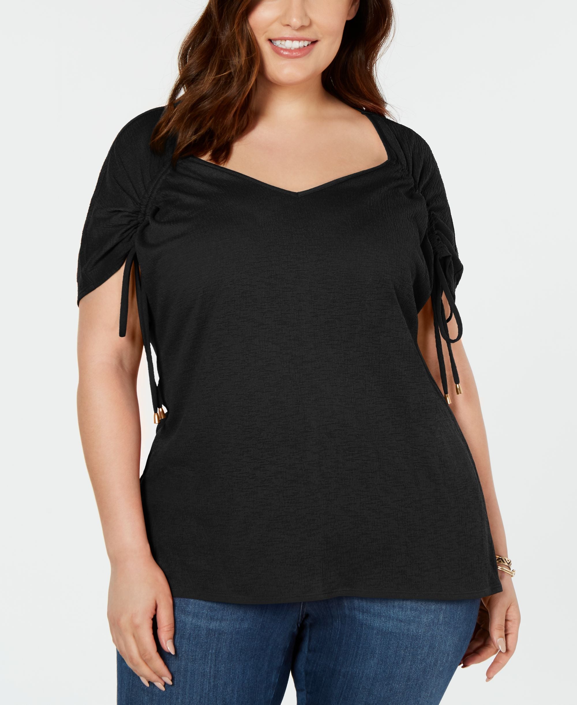 NY Collection Plus Size Tie Sleeve Premium Top