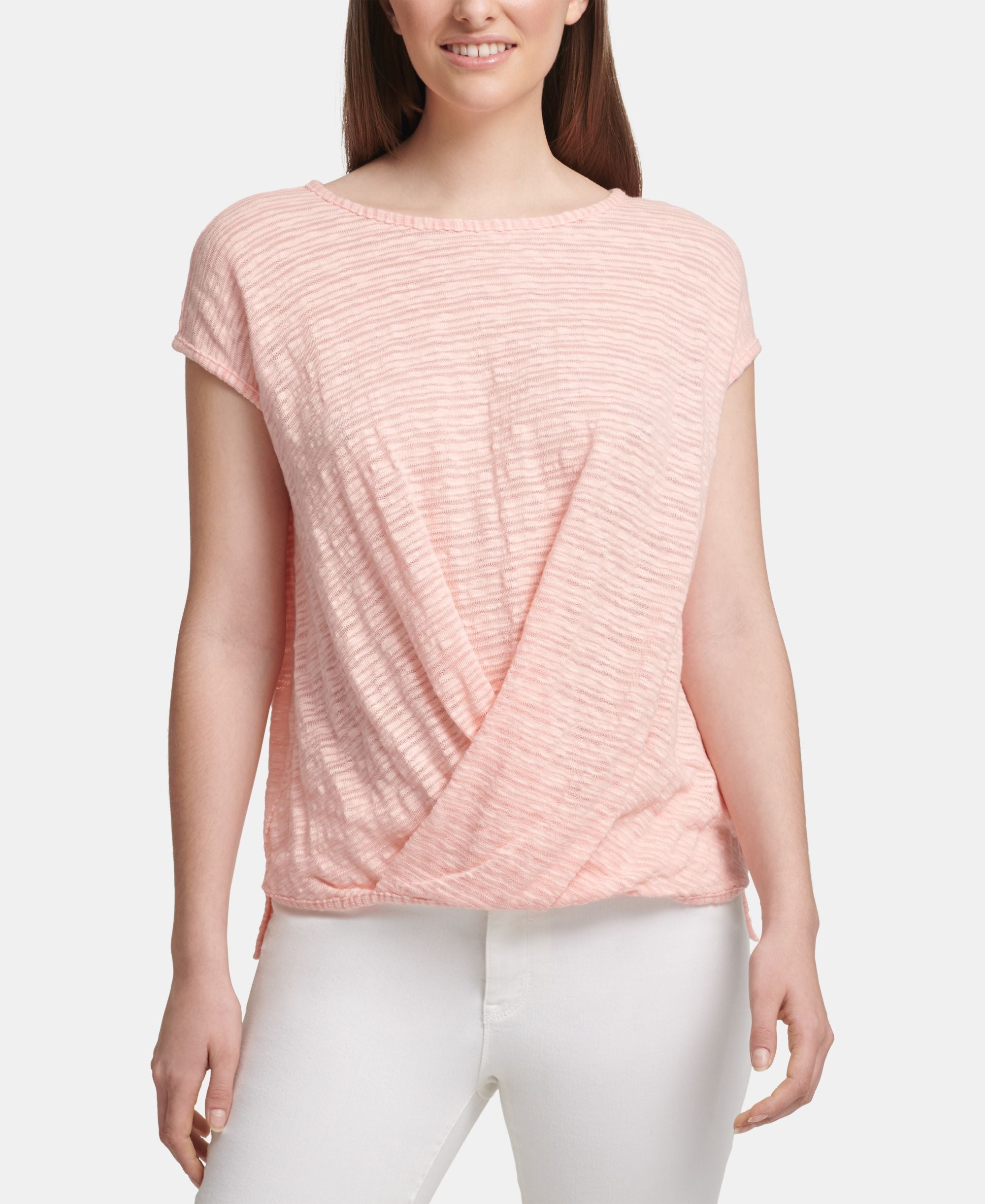 DKNY Twist Front Short-Sleeve Premium Top