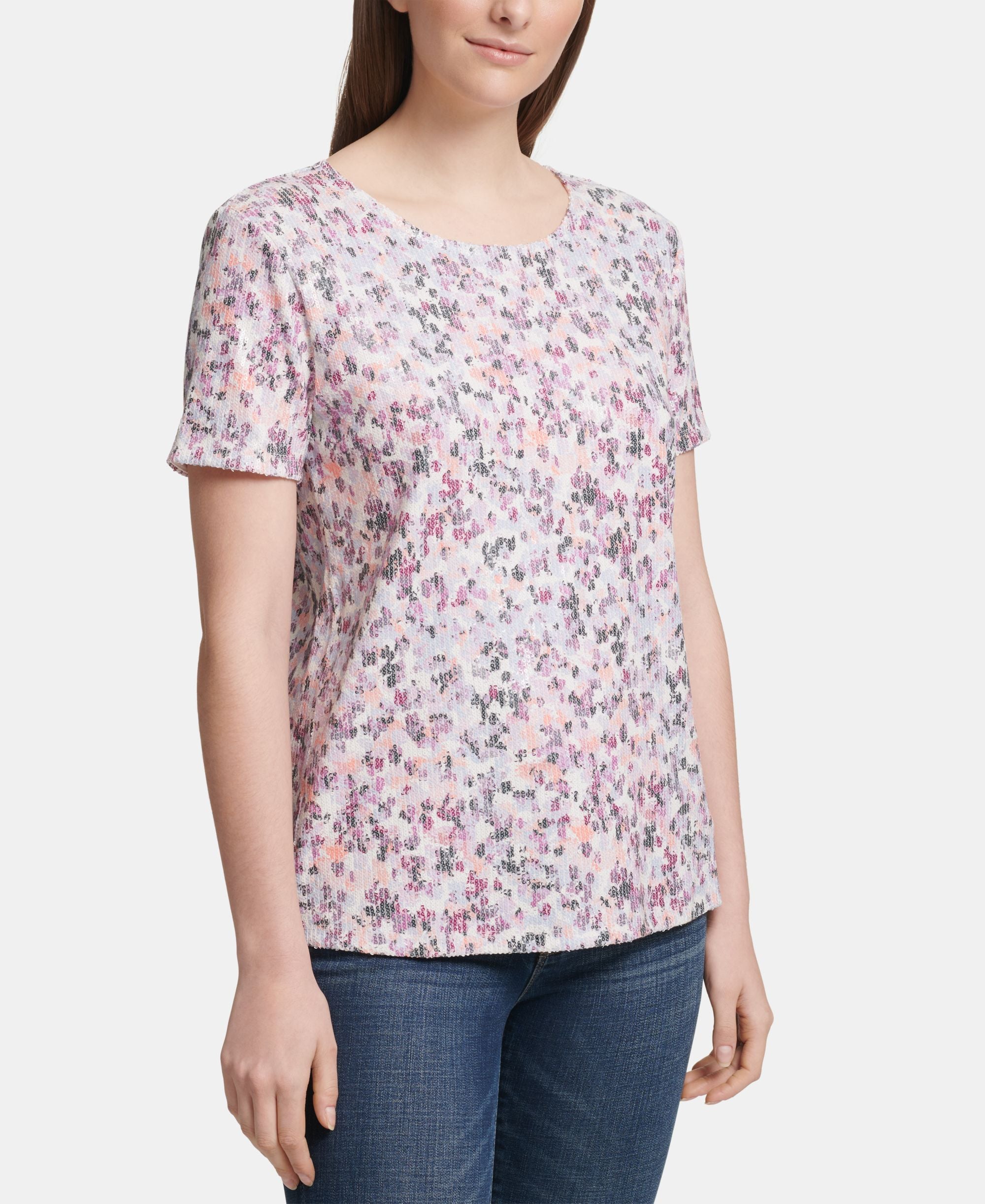 DKNY Sequin Short-Sleeve T-Modern Shirt