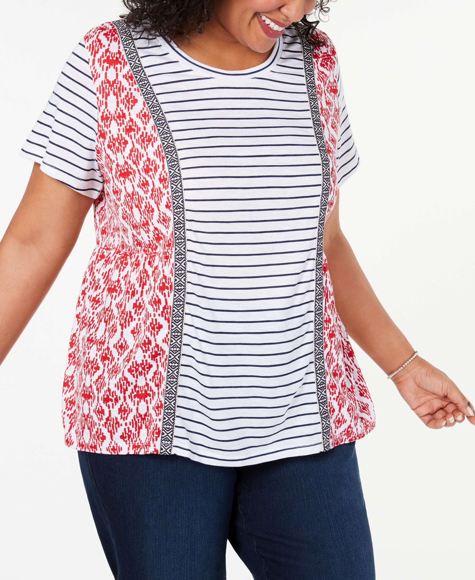 Style & Co Plus Size Mixed Print T-Modern Shirt