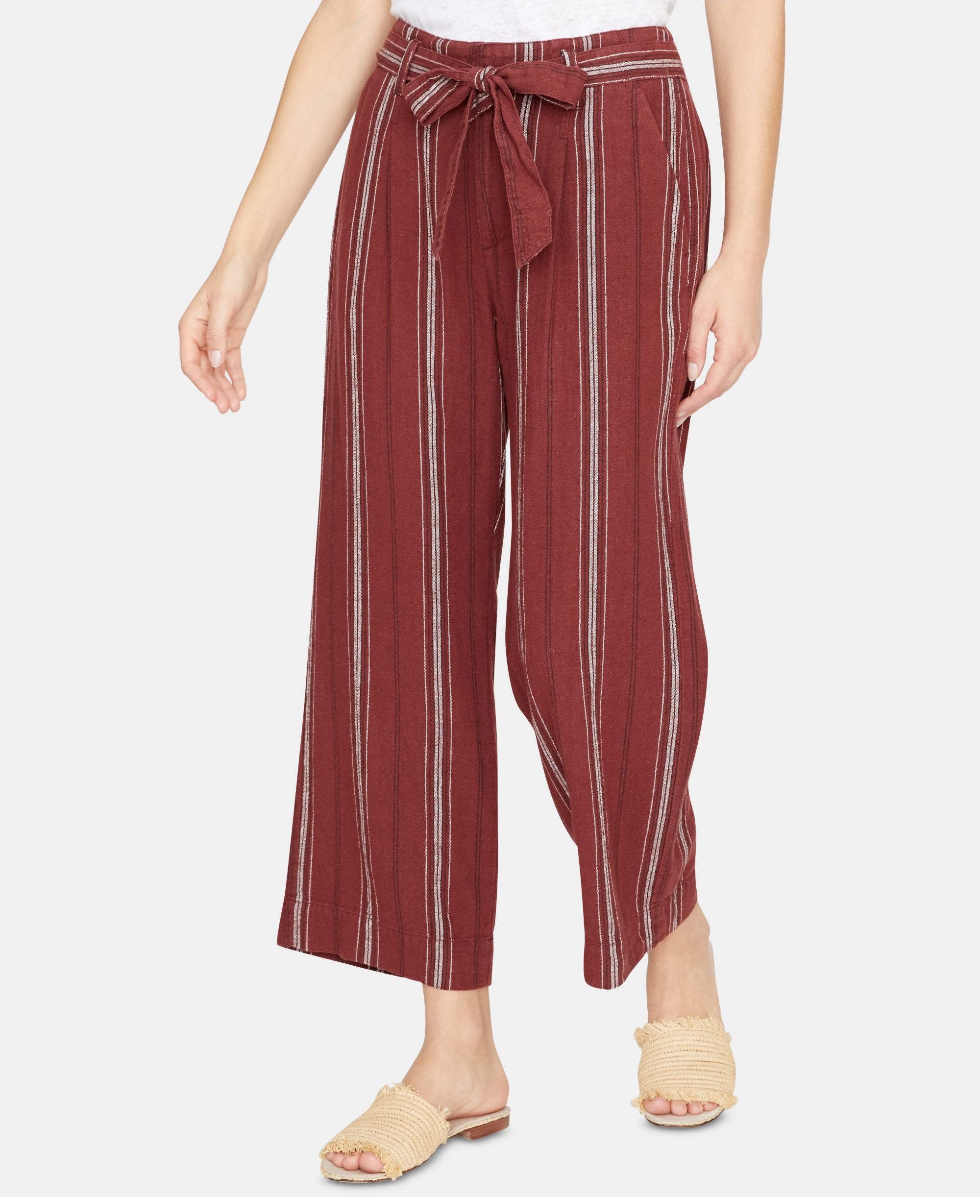 Inland Striped Wide-Leg Capri-Length Signature Pants