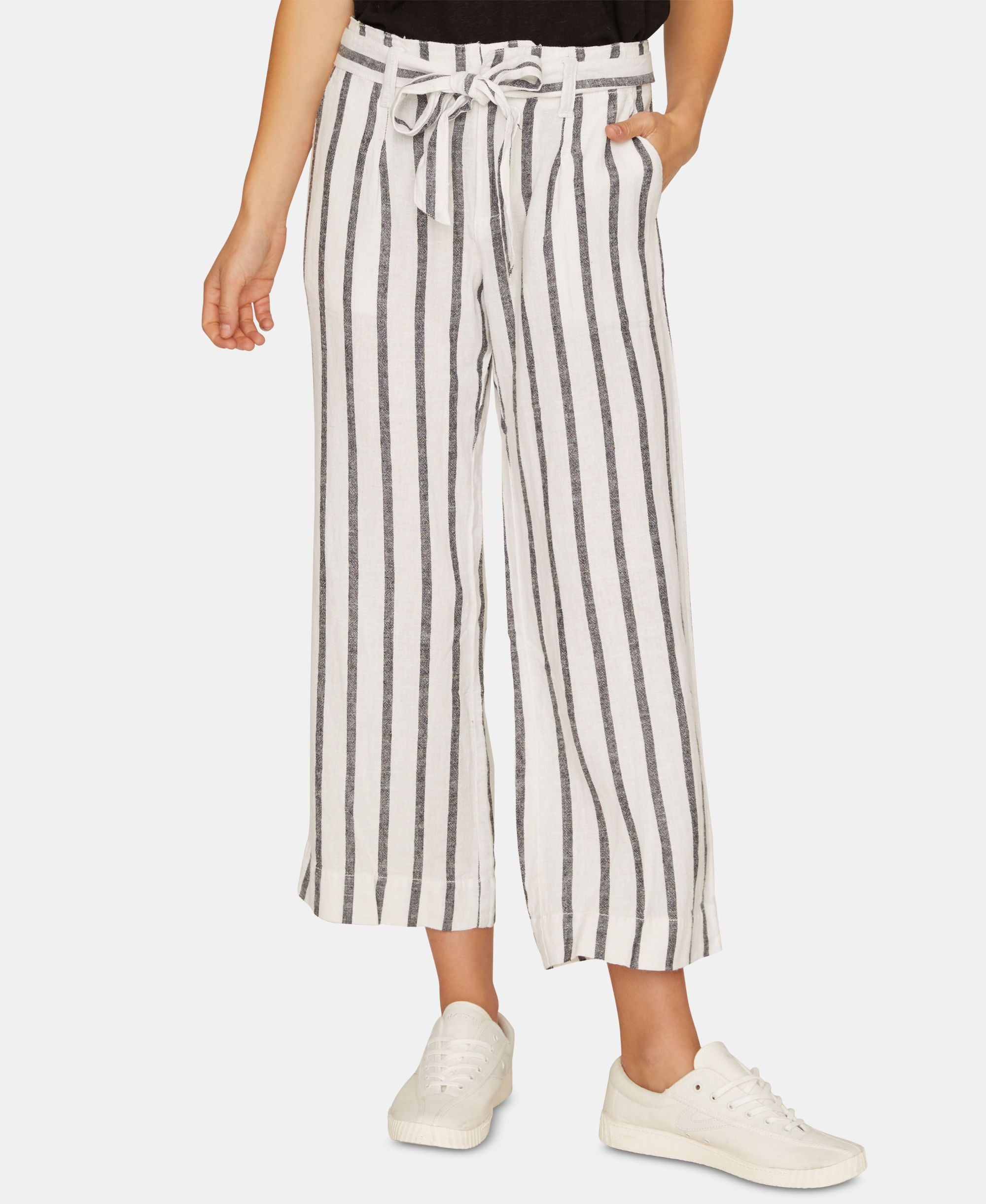 Sanctuary Inland Striped Wide-Leg Capri-Length Signature Pants