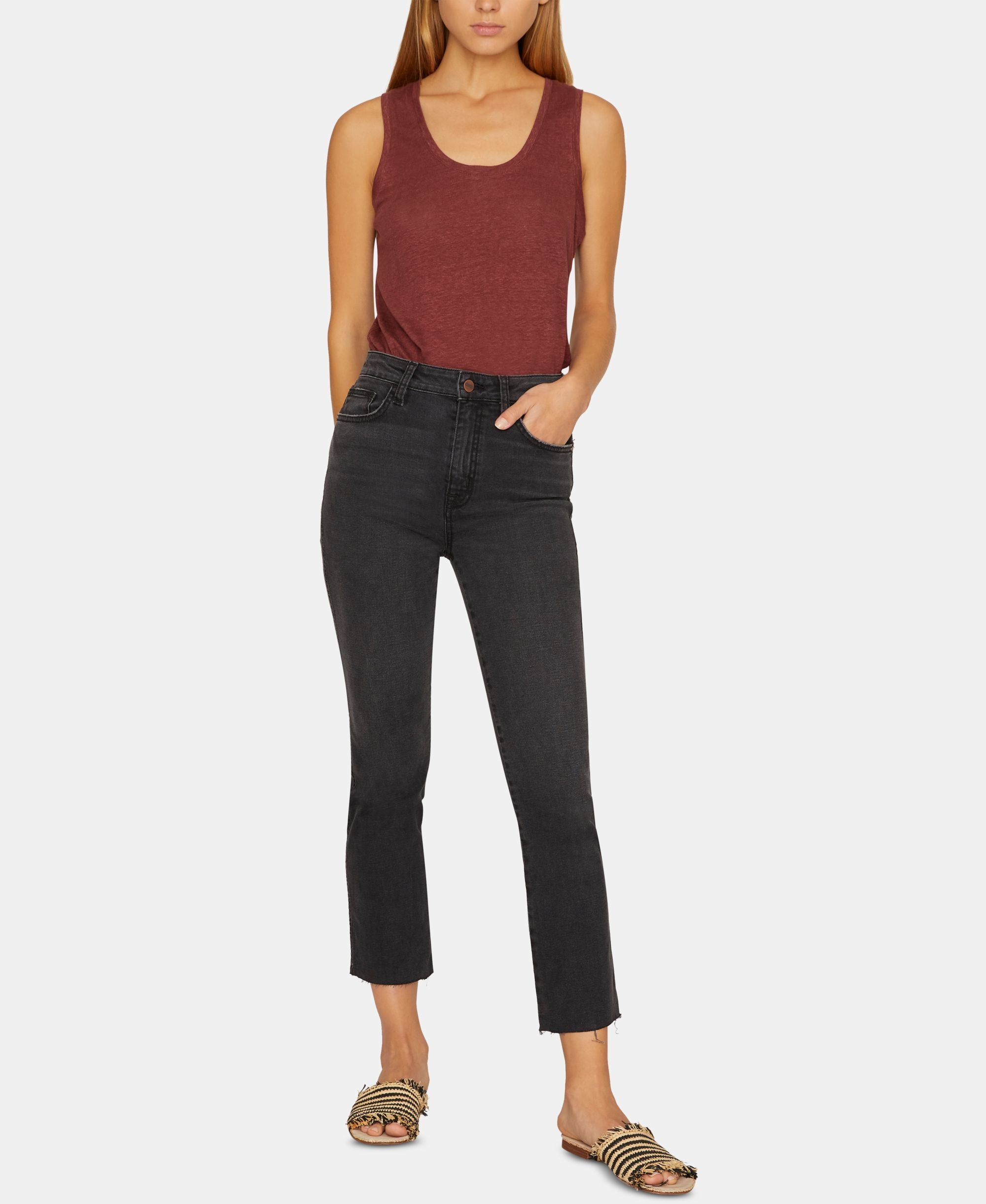 Sanctuary Modern High Rise Raw Hem Capri-Length Premium Jeans