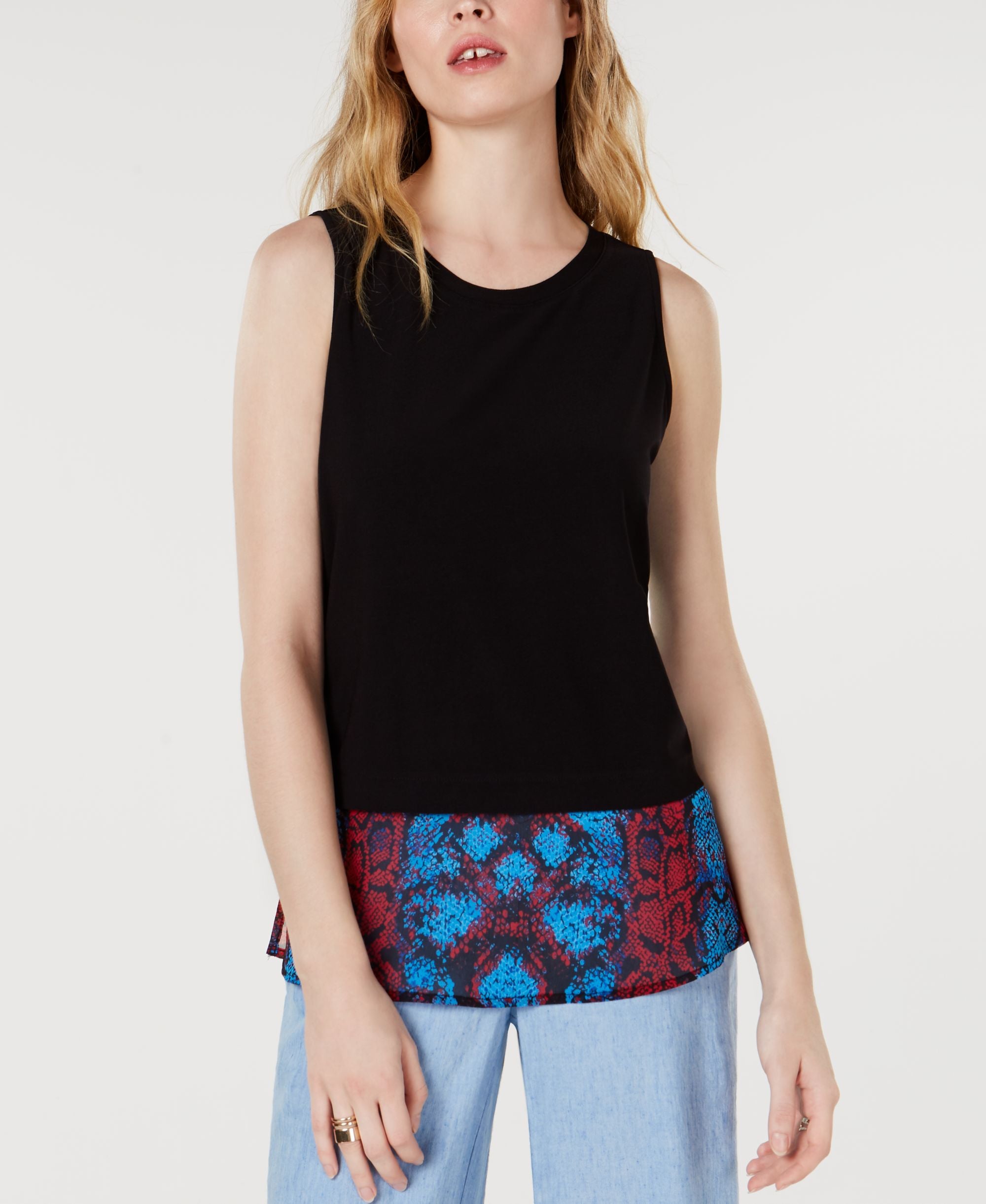 Printed Hem Tank Premium Top