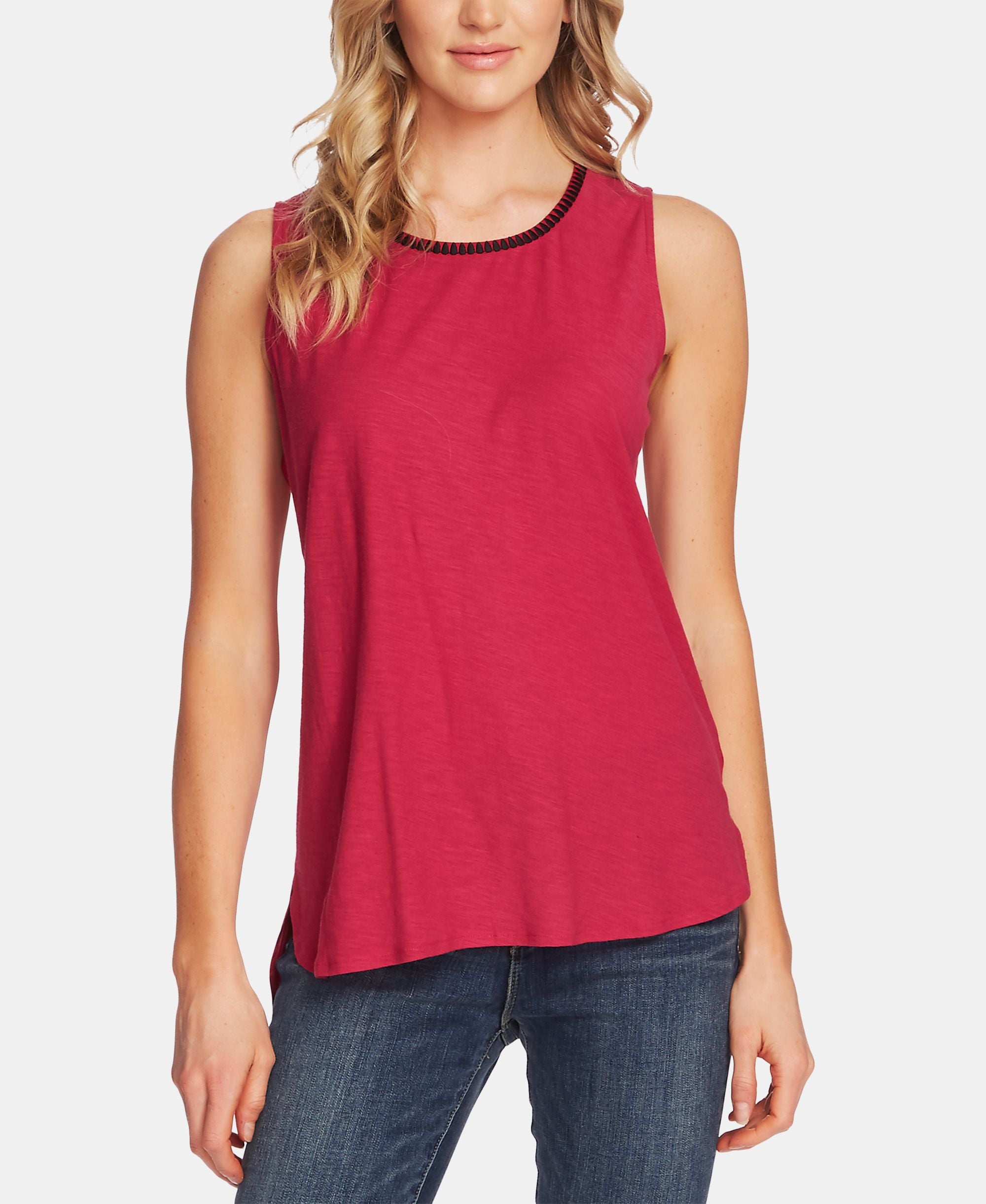 Embroidered Mixed-Media Premium Top