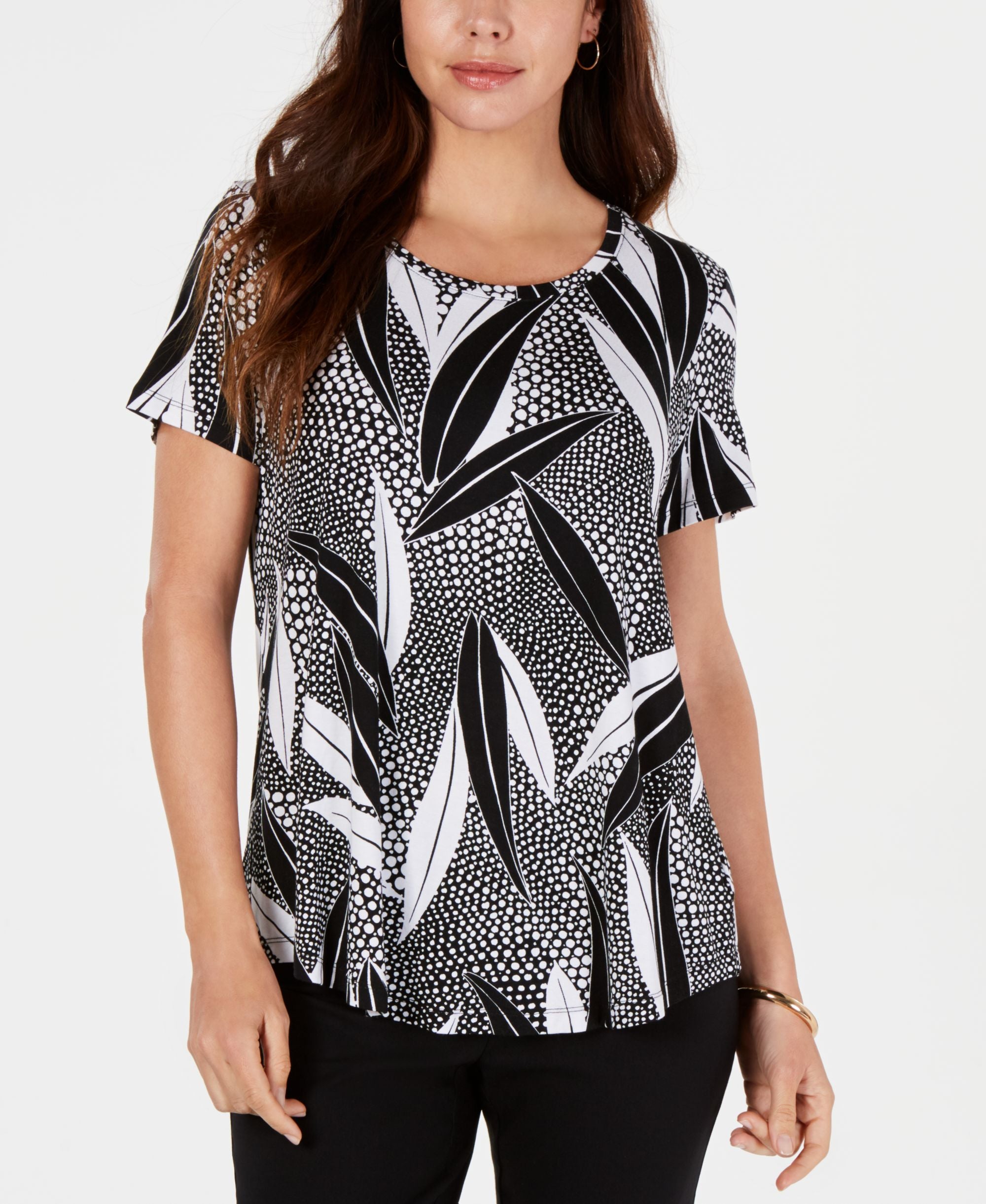 Printed Scoop-Neck Premium Top