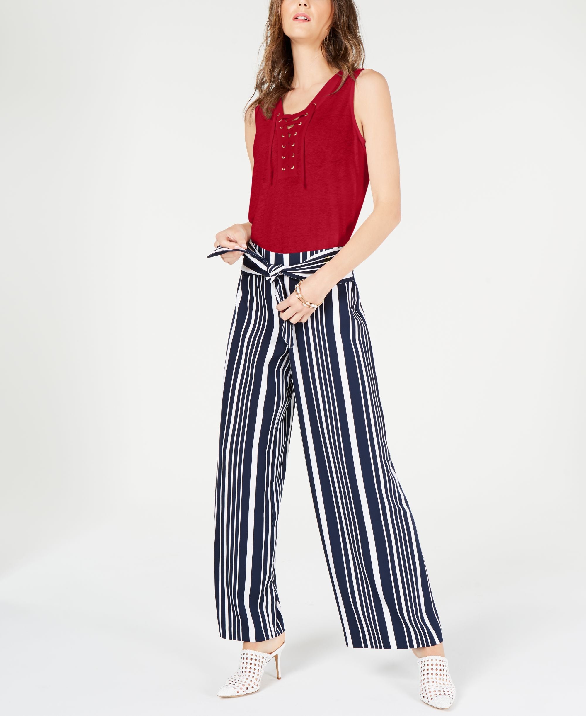 INC Petite Lace-Up Premium Top