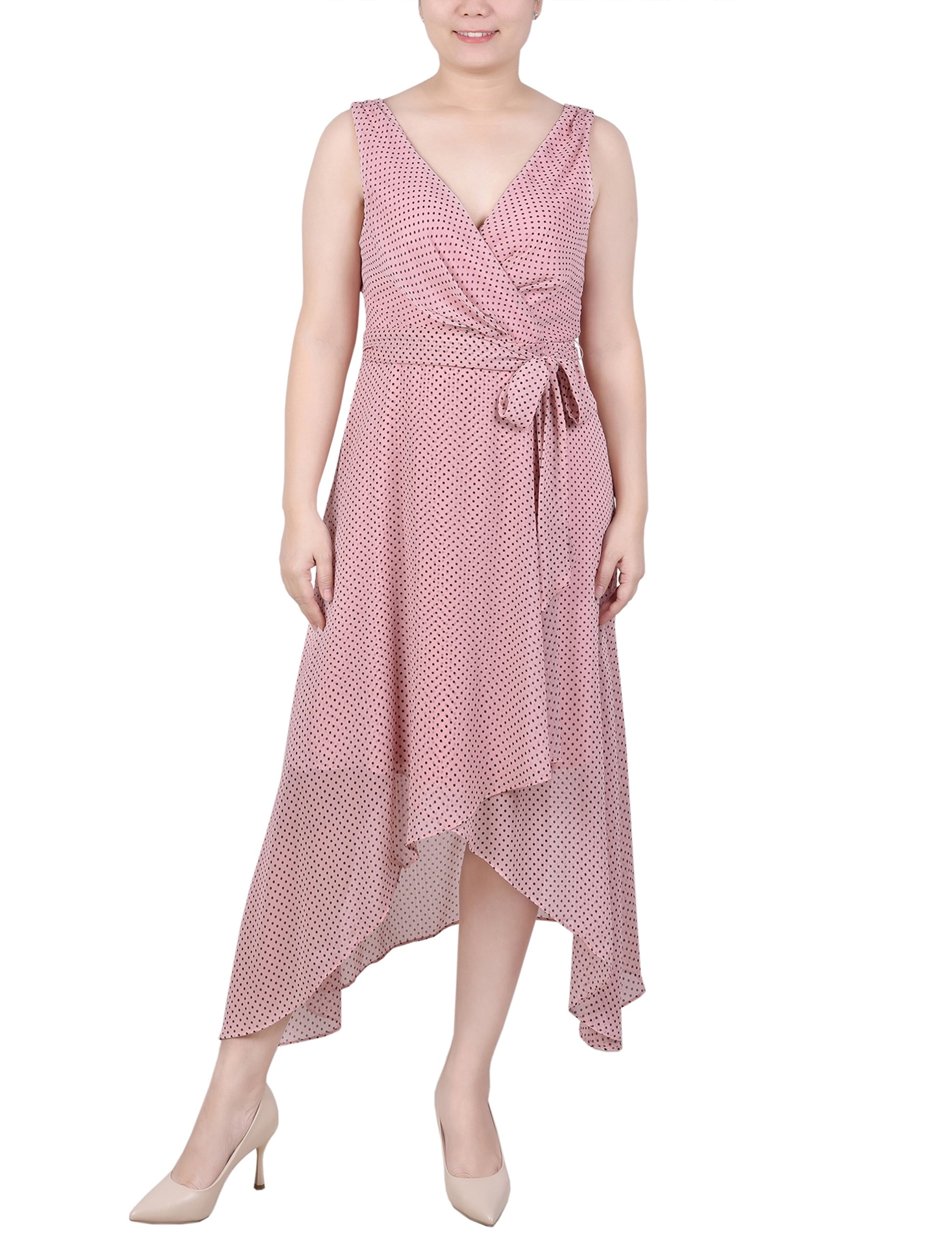 Petite Sleeveless Wrap Chiffon Dress