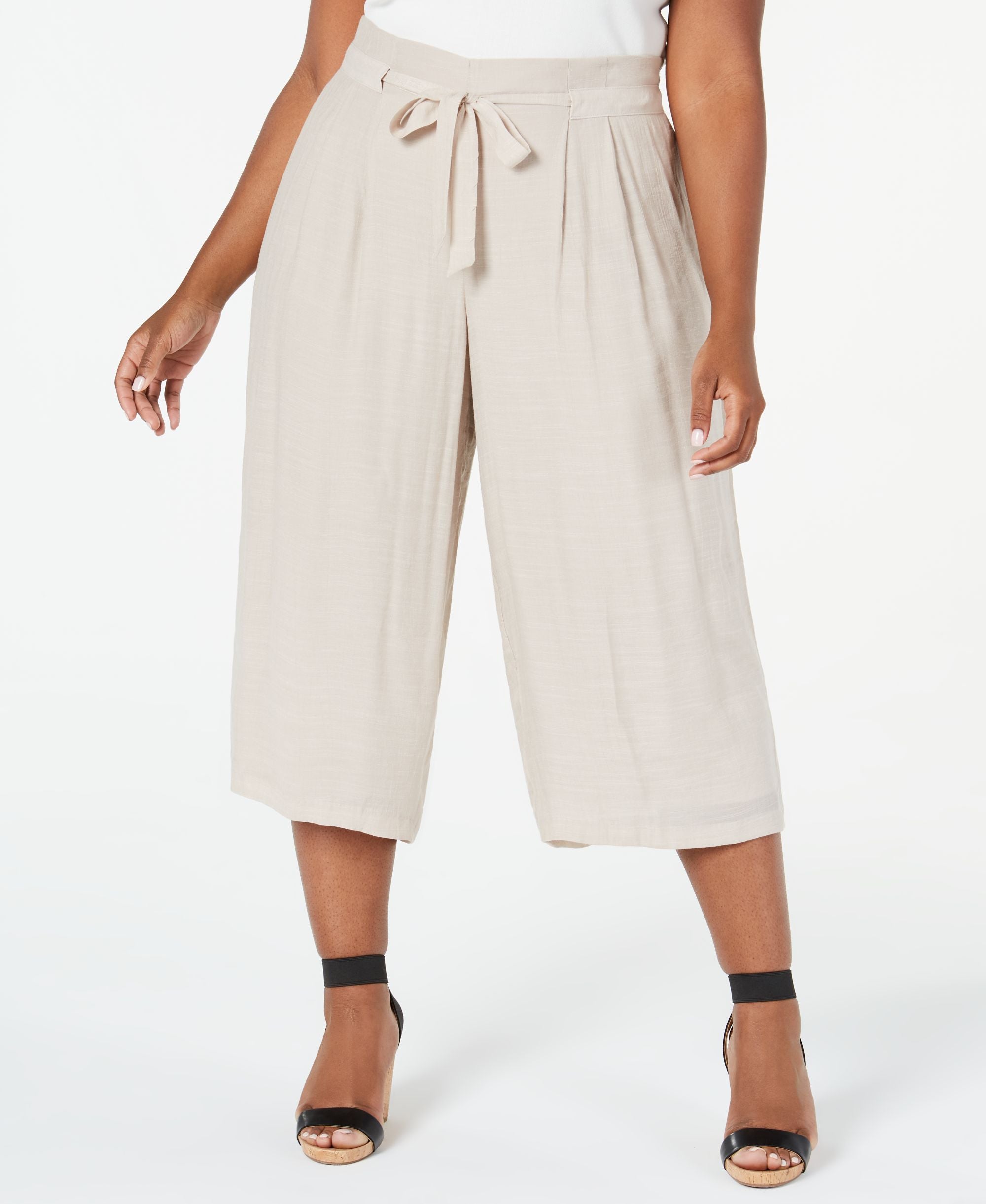 JM Collection Plus Size Wide-Leg Capri-Length Signature Pants
