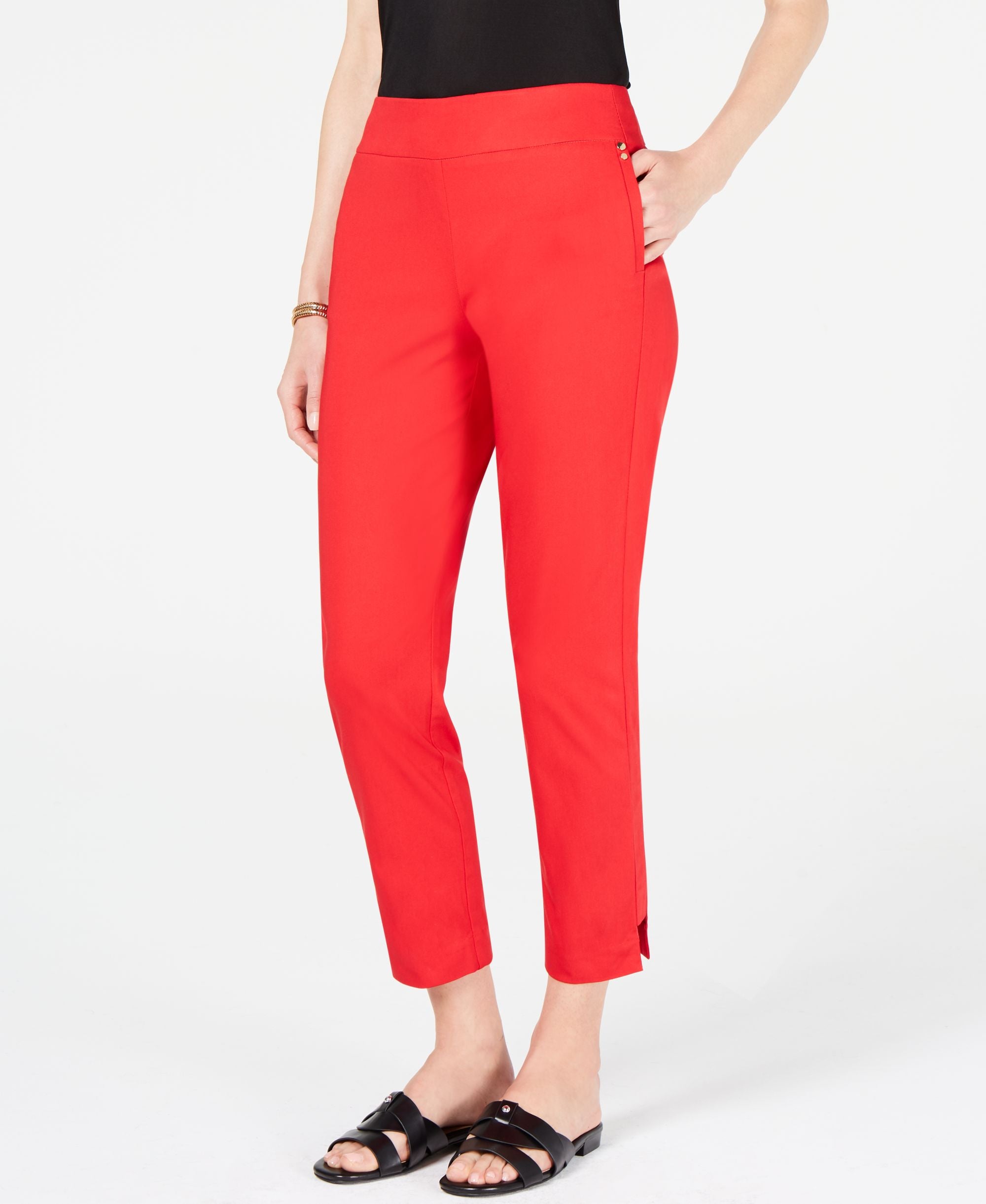 JM Collection Side Step Hem Ankle Signature Pants