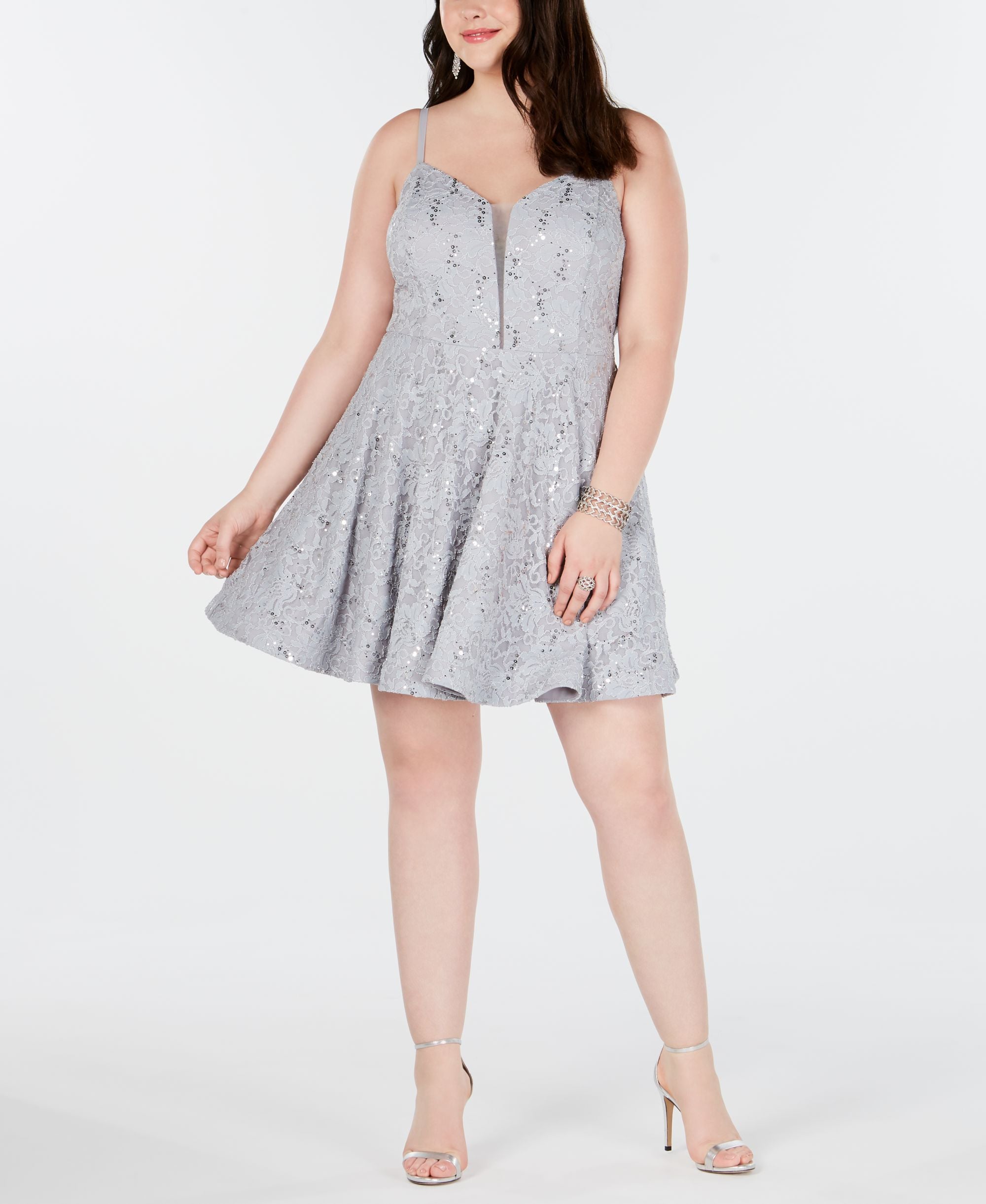 Speechless Modern Plus Size Embellished Lace Fit Flare Dress