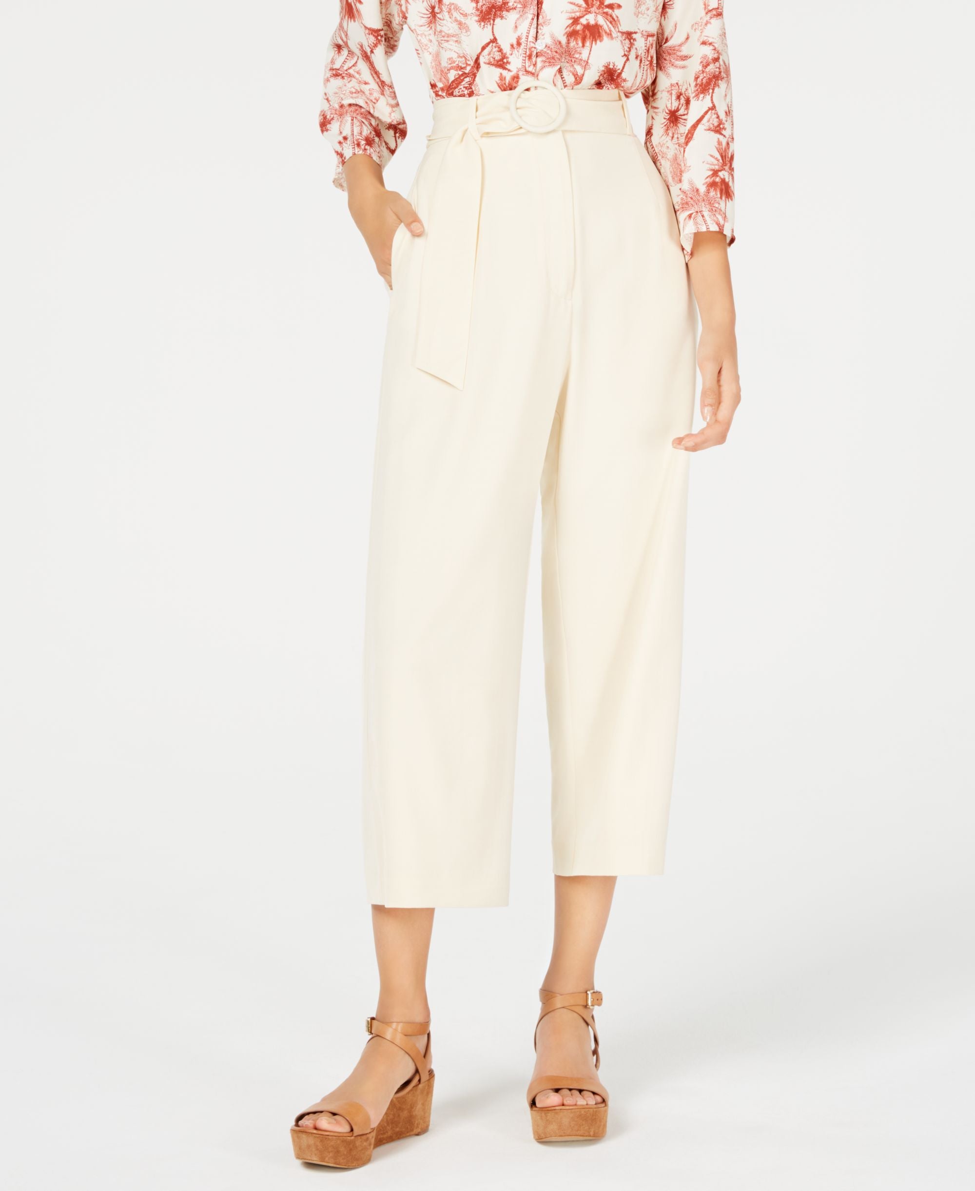 Leyden Cropped Paper Bag Signature Pants