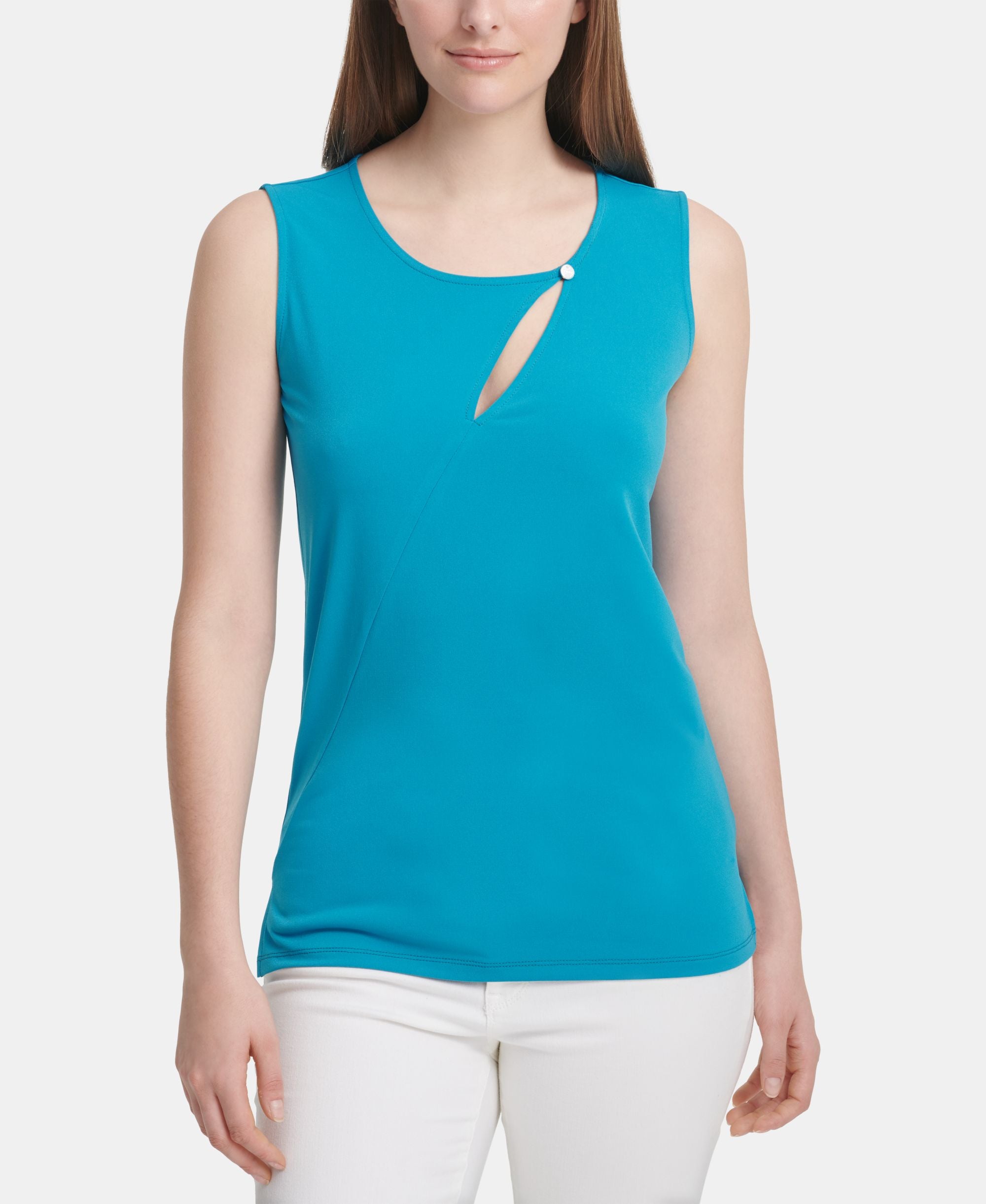 DKNY Sleeveless Cutout Crewneck Premium Top