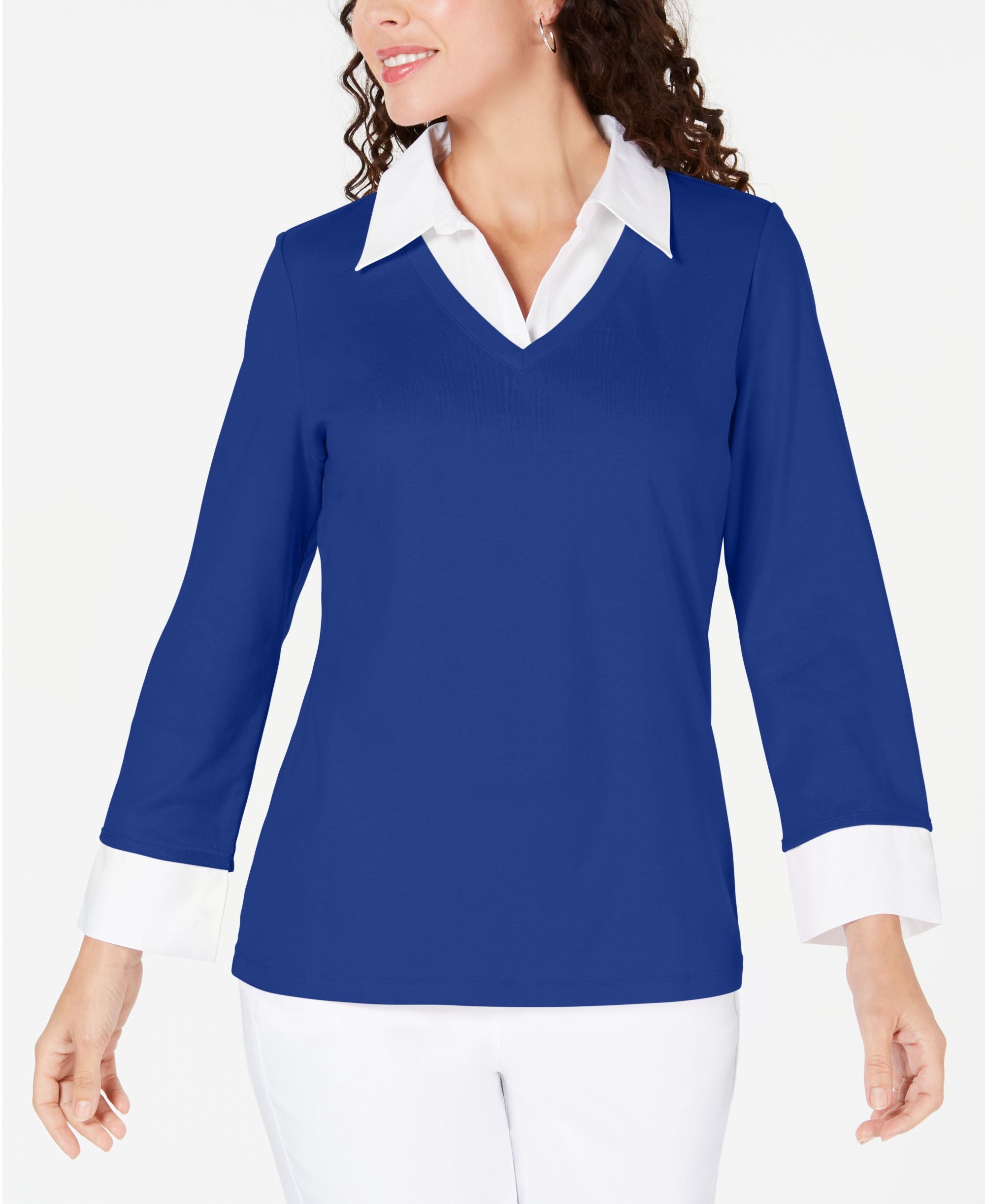 Cotton Layered-Look Woven Premium Top