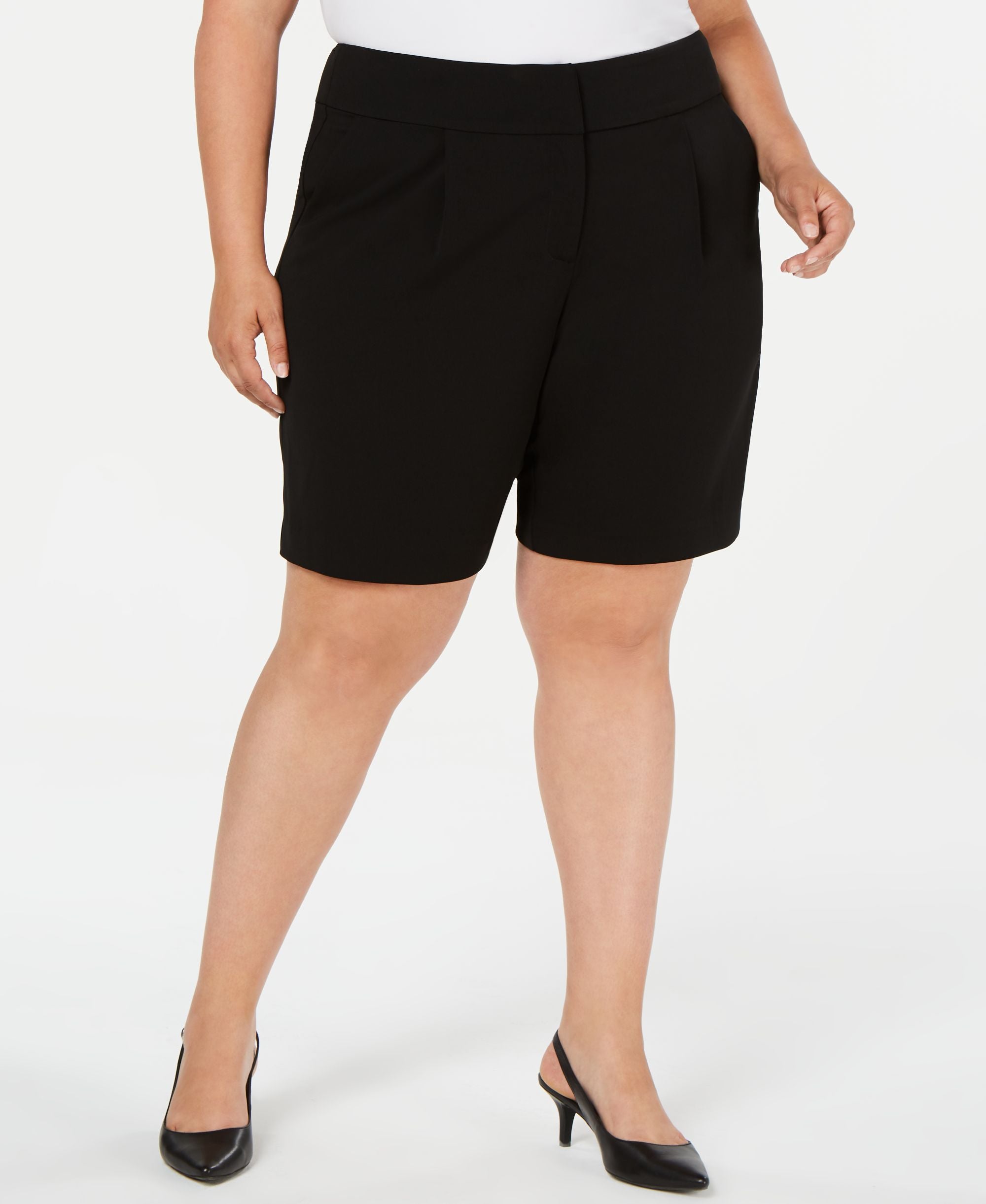 Alfani Plus Size Wide Waistband Premium Shorts