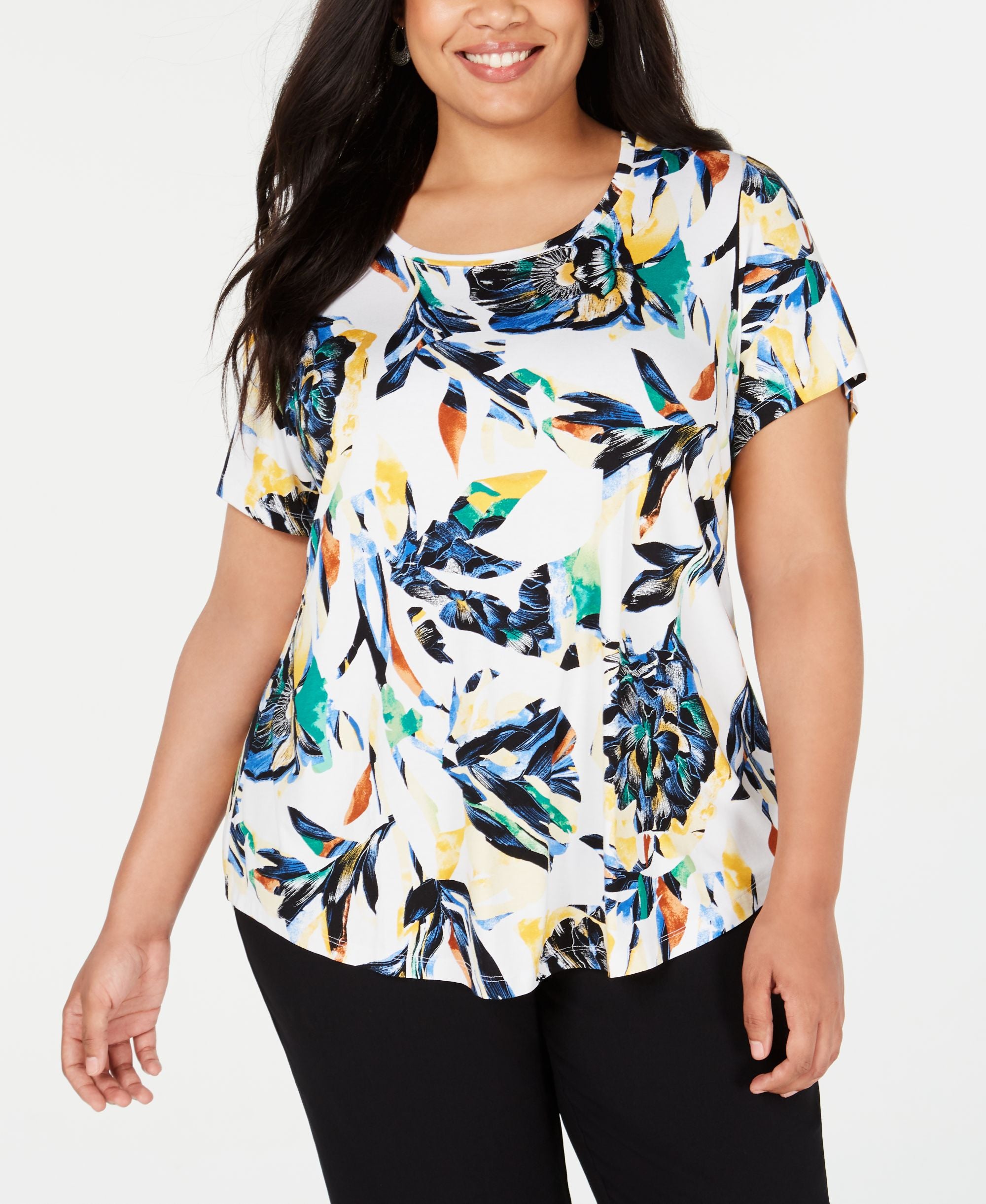 JM Collection Plus Size Printed Premium Top