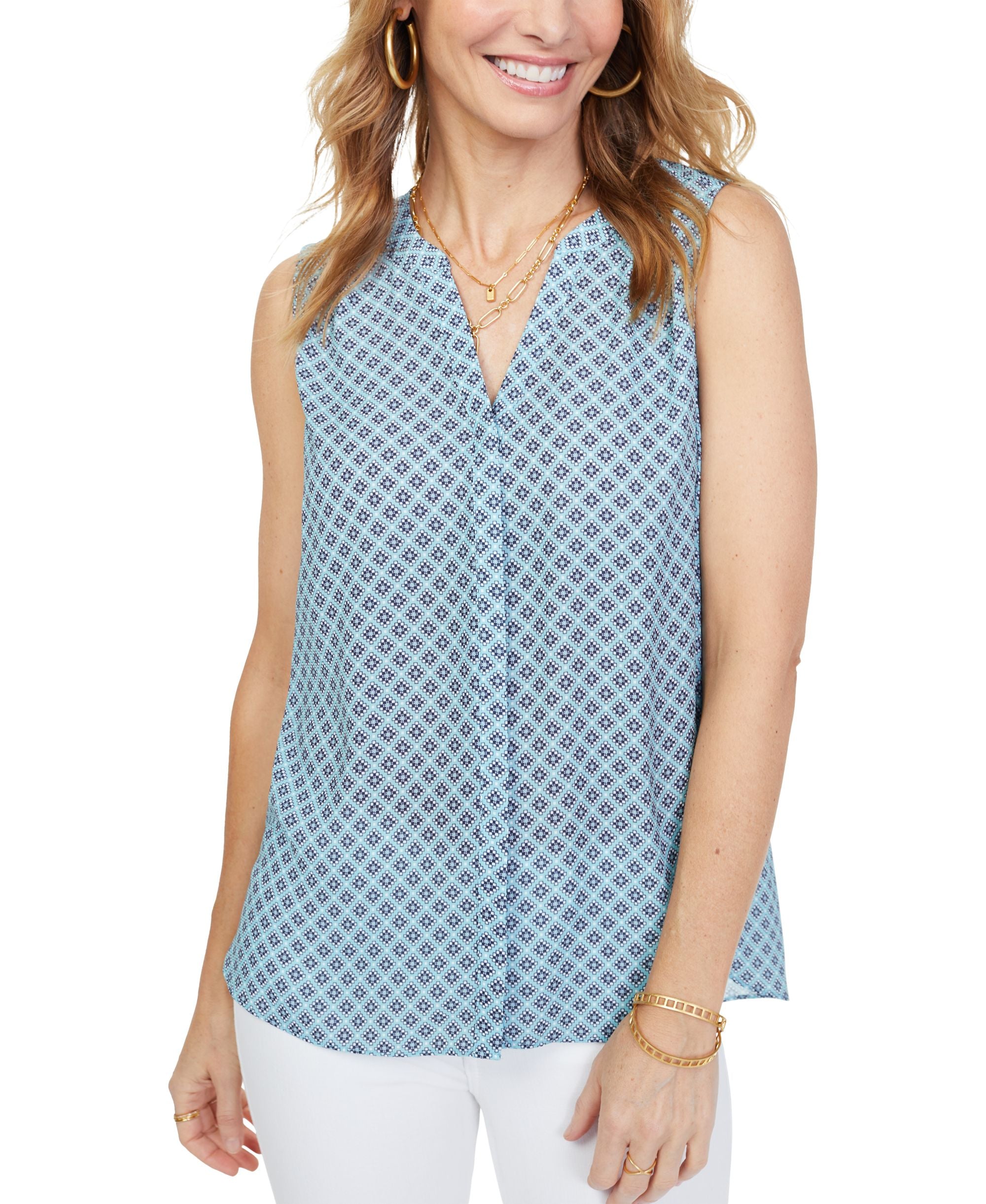 Nydj Pleated Printed Signature Blouse