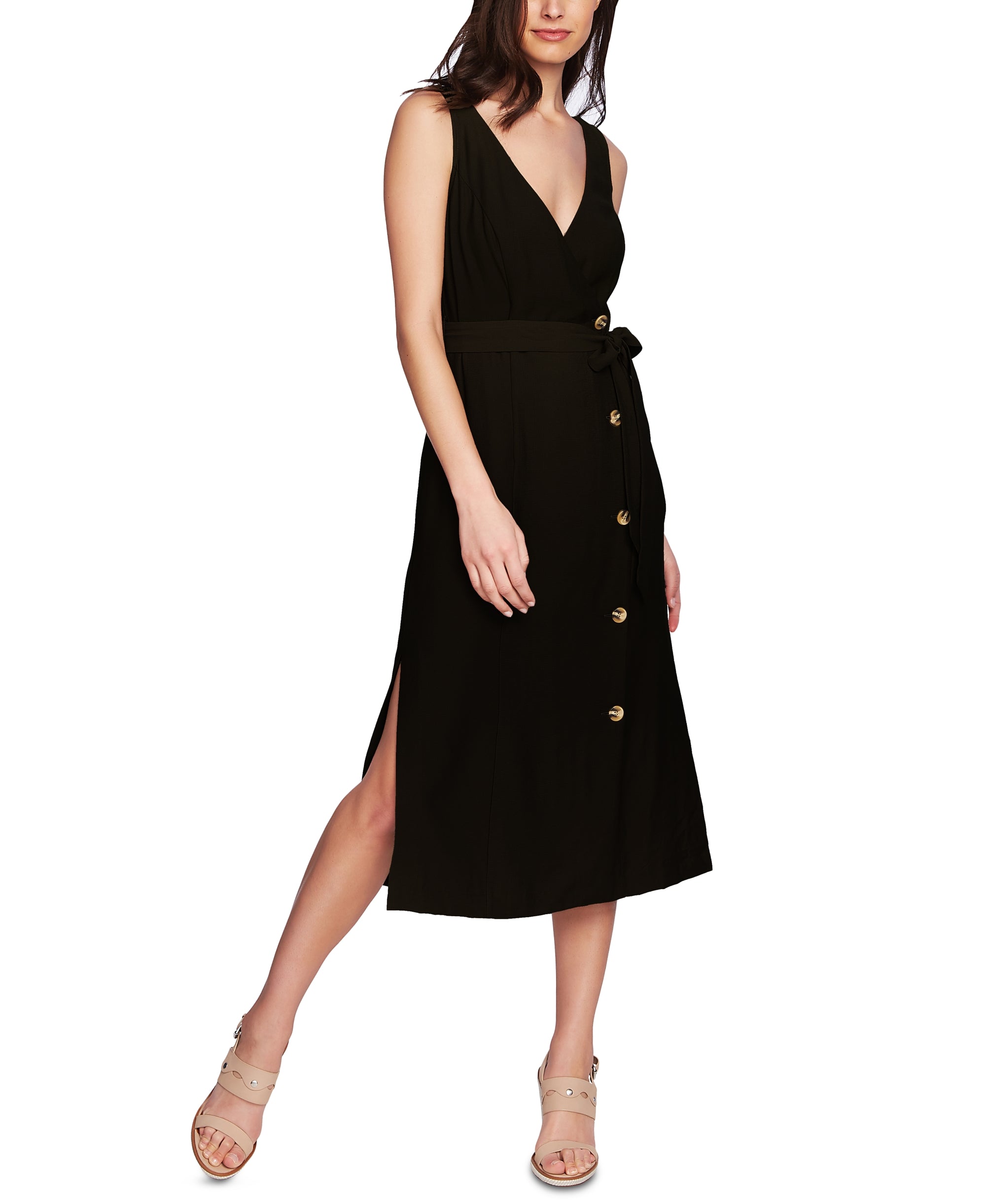 Faux Wrap Midi Dress
