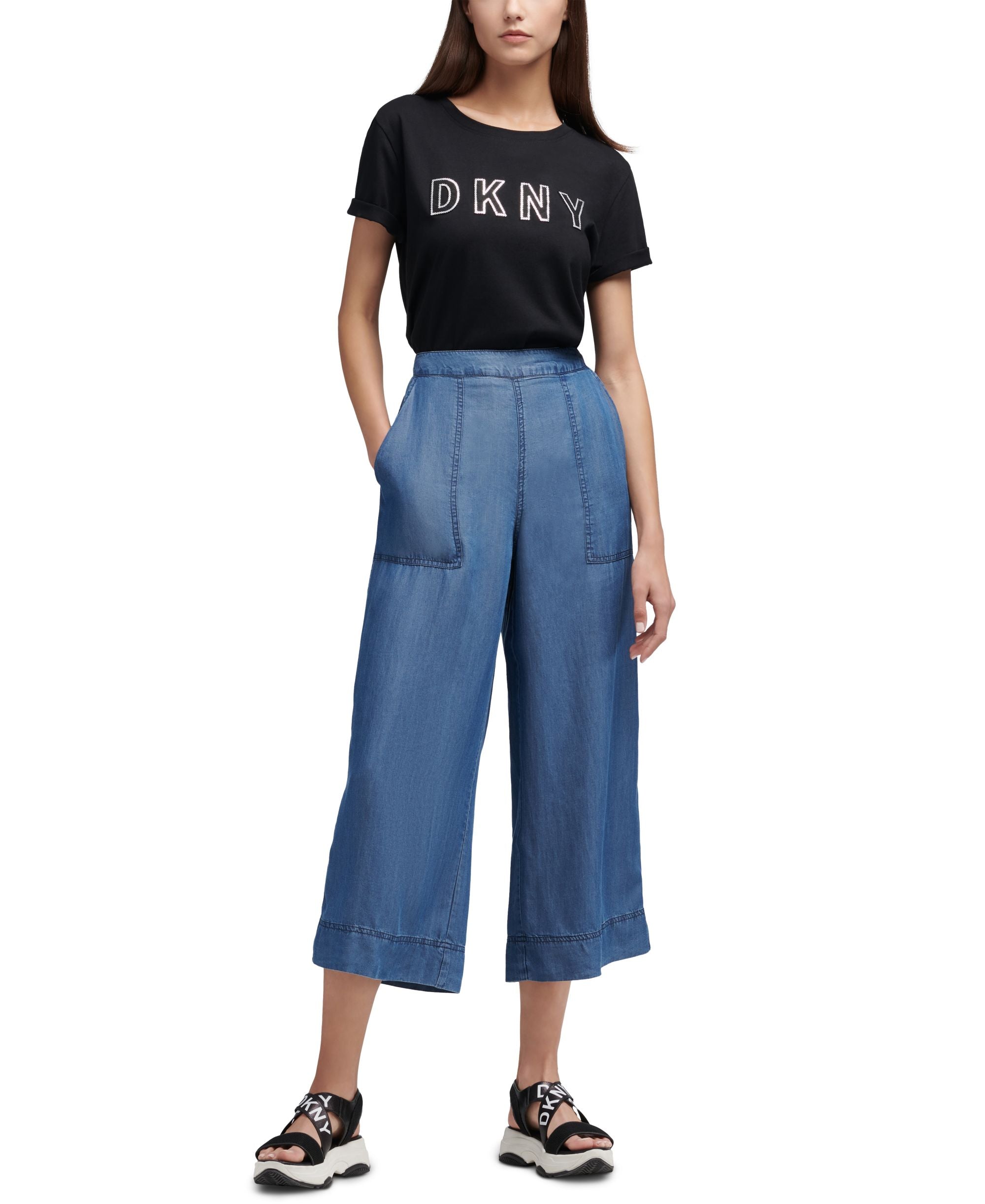 DKNY Super Wide-Leg Comfort-Waist Signature Pants