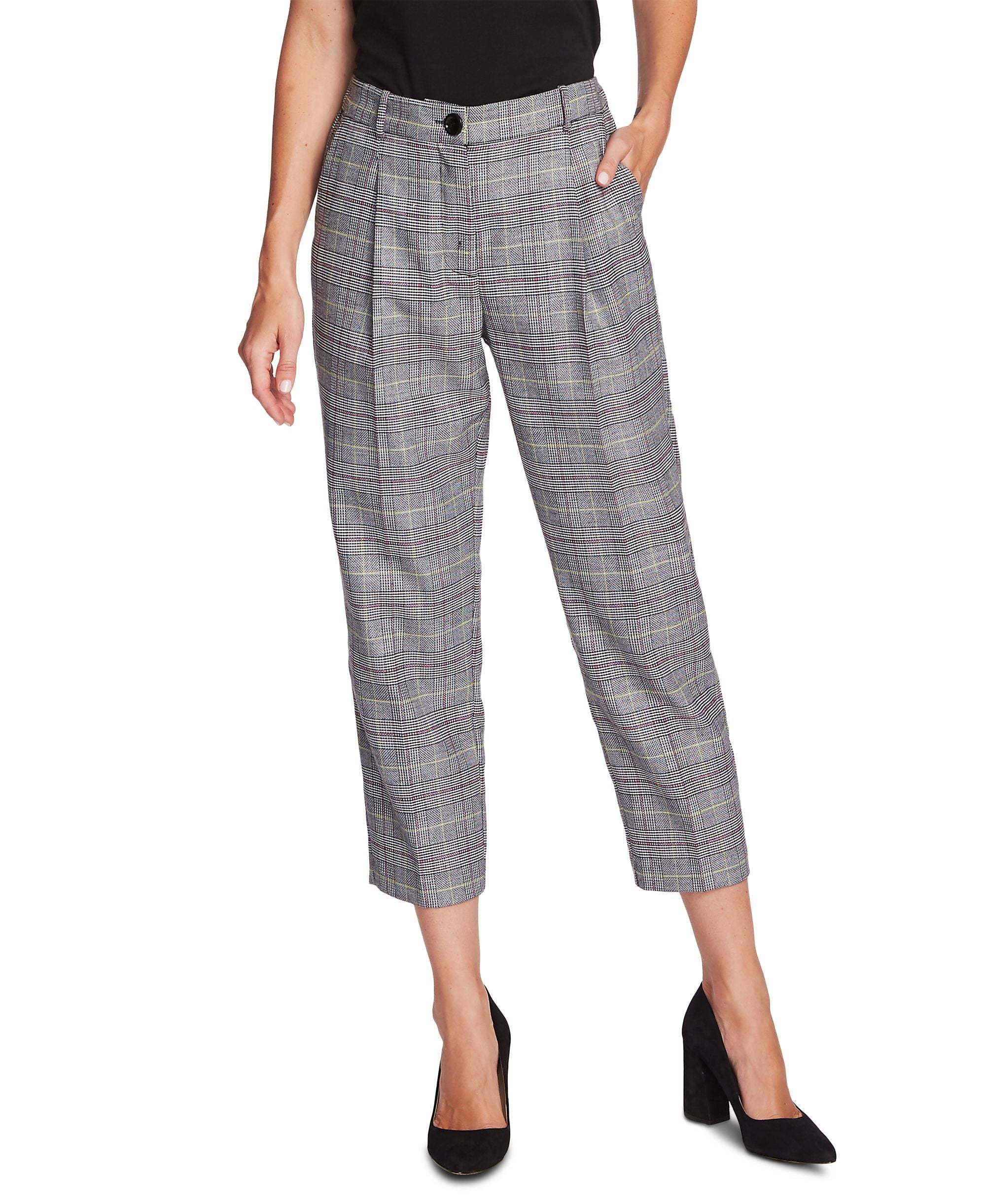 Vince Camuto Glen Plaid Cropped Signature Pants