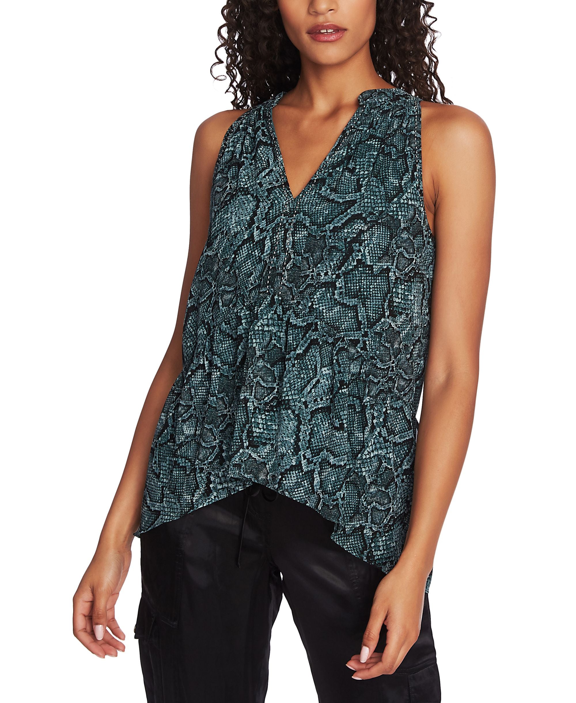 1.State Studded Split Neck Premium Top