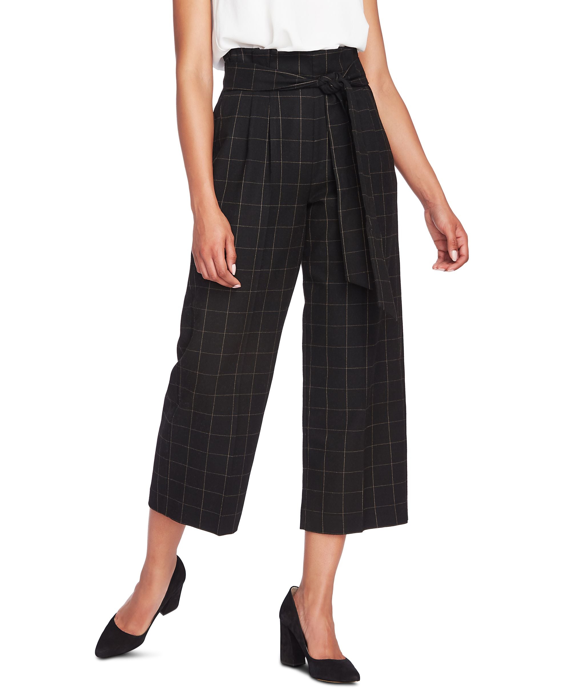 Starstruck Tie-Waist Wide-Leg Paperbag Signature Pants