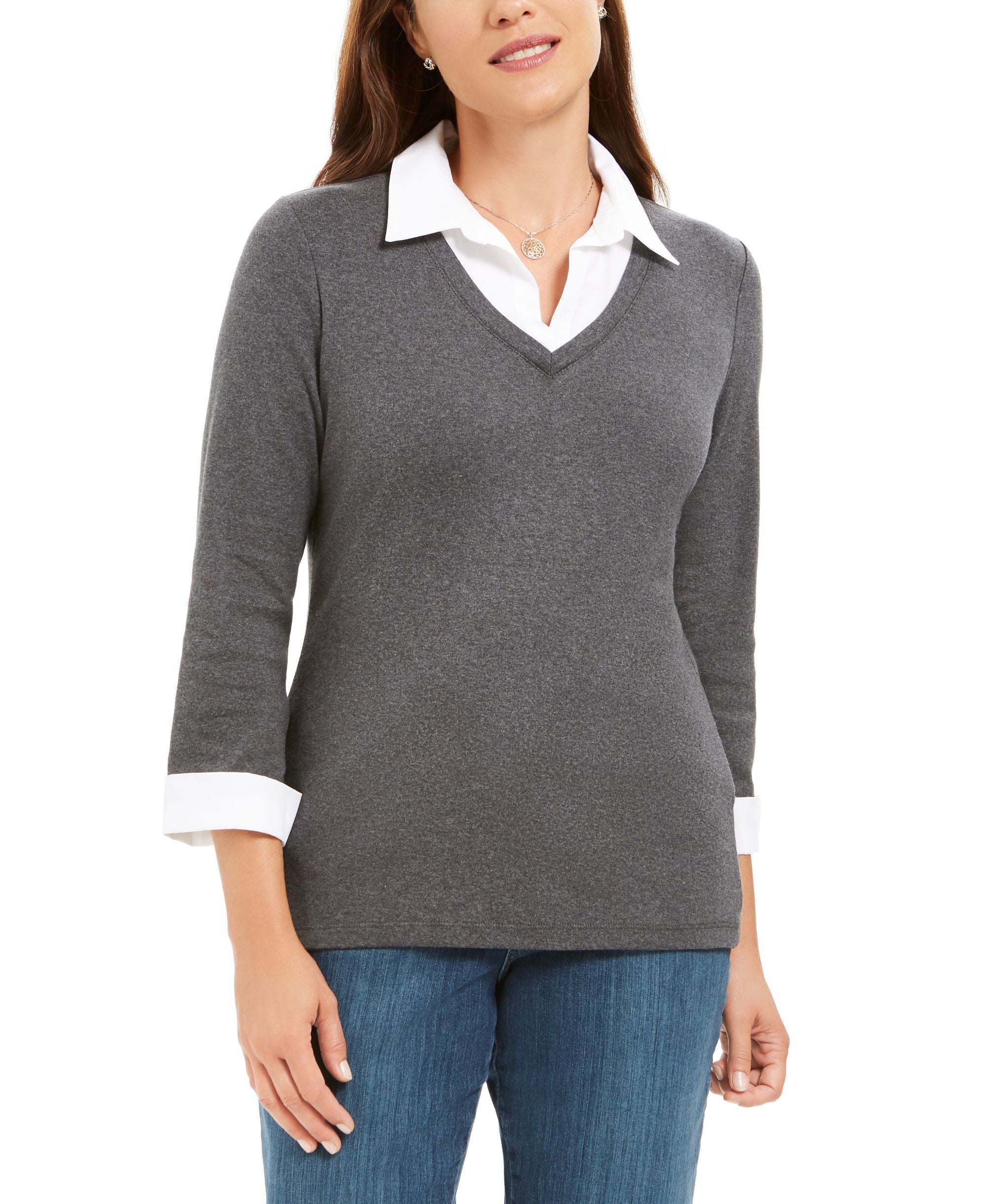 Cotton Layered-Look Woven Premium Top