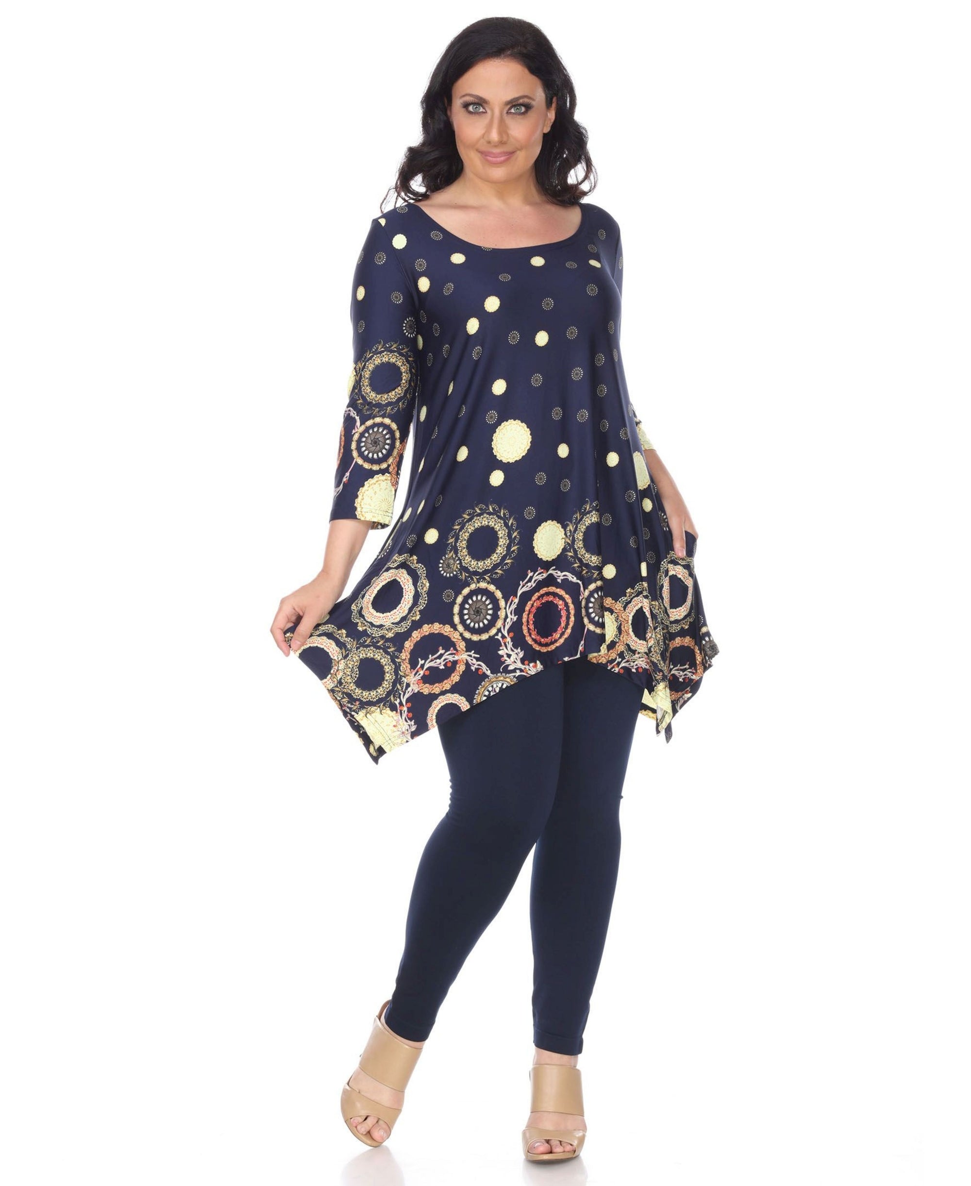 Plus Size Erie 3/4 Sleeve Tunic Premium Top