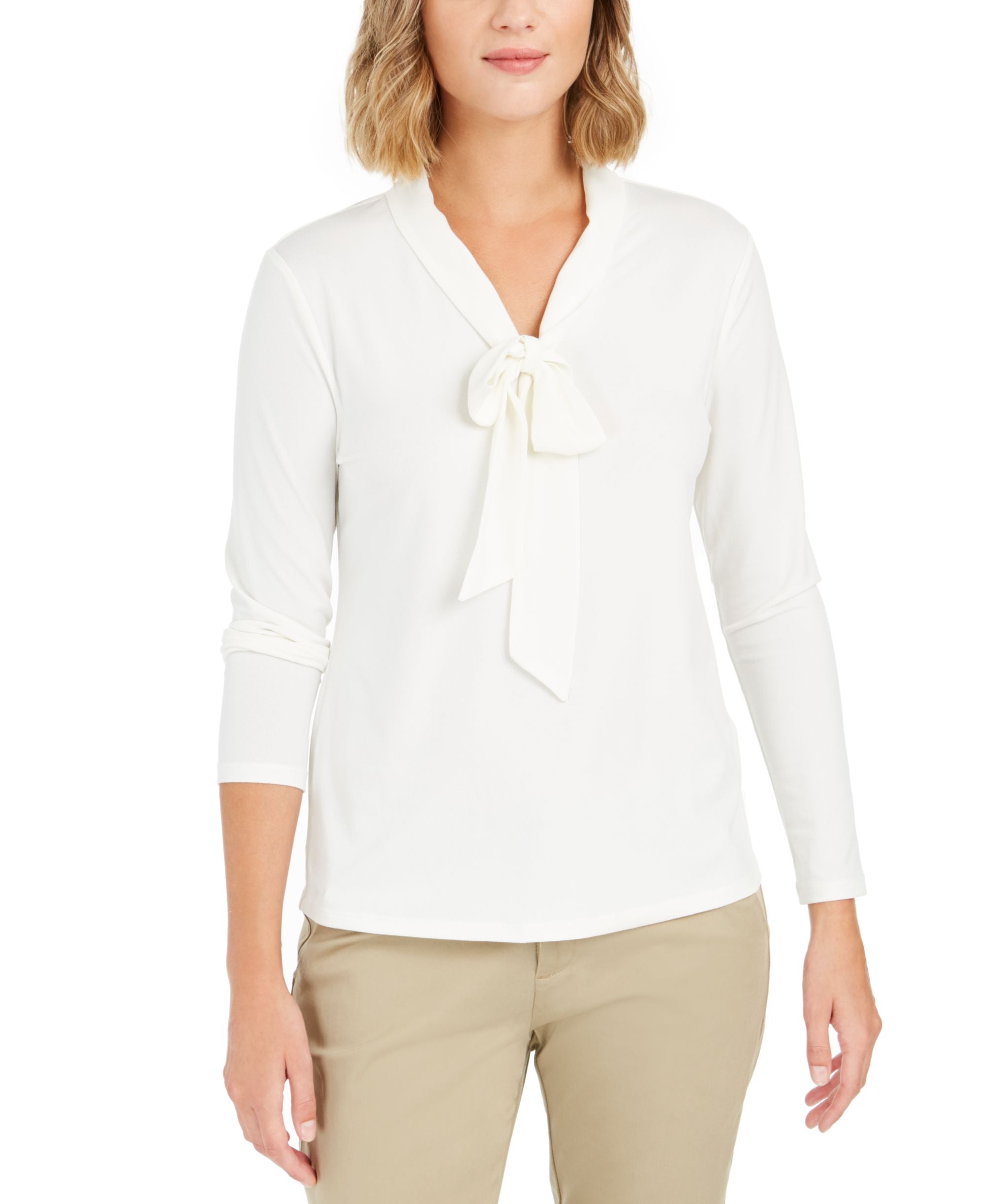 Charter Club Womens Tie Neck Premium Top