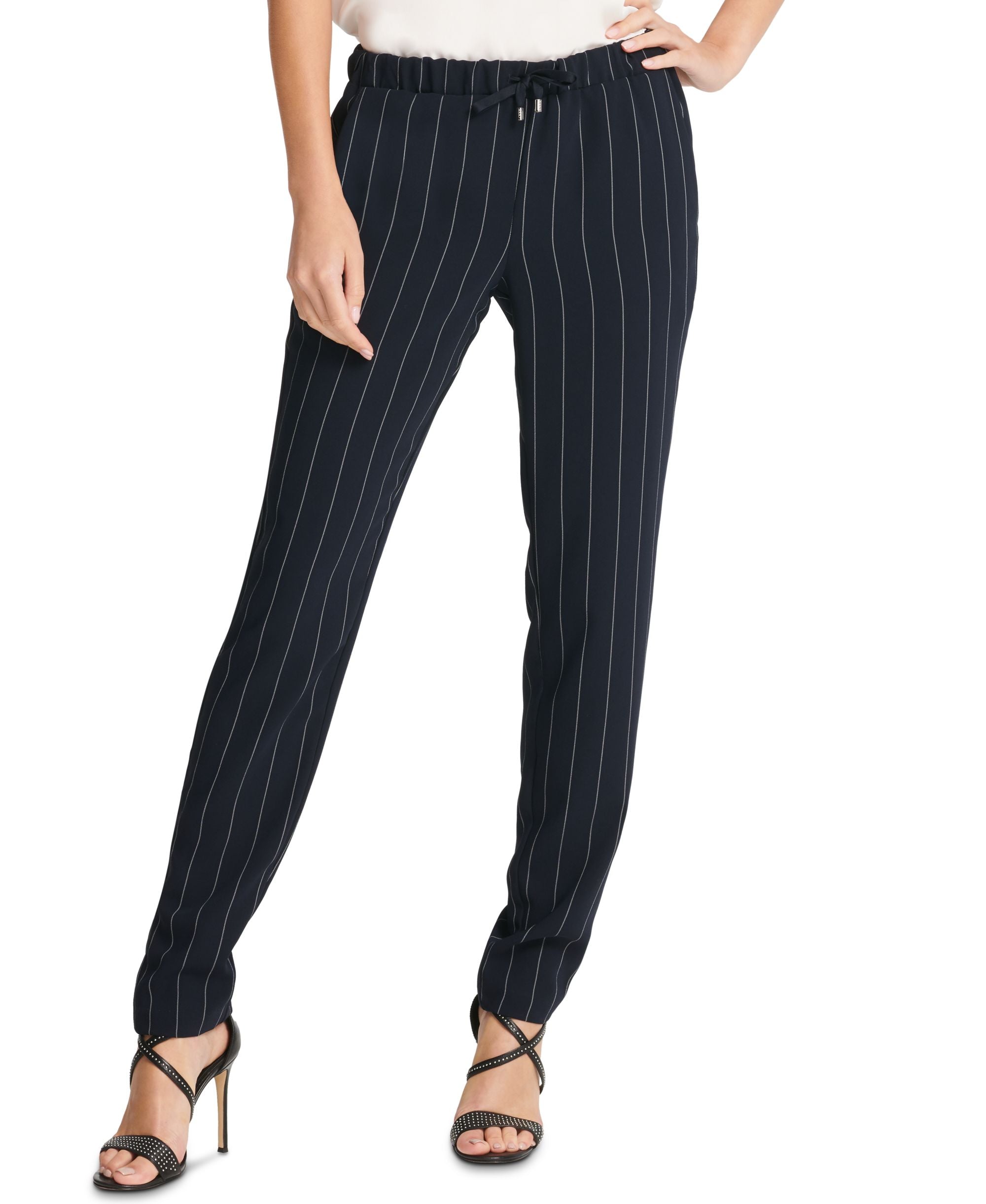 DKNY Pinstriped Comfort-Waist Signature Pants