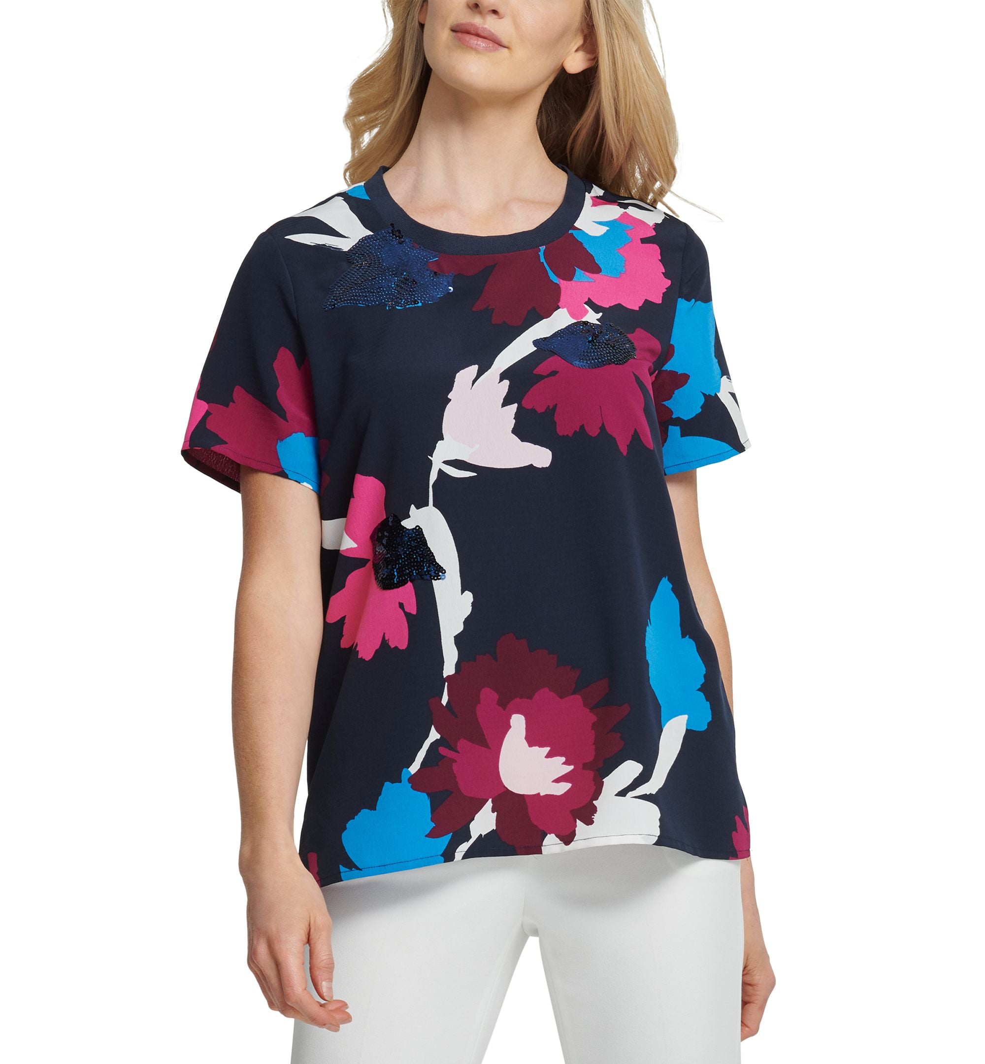 DKNY Printed Sequined Premium Top