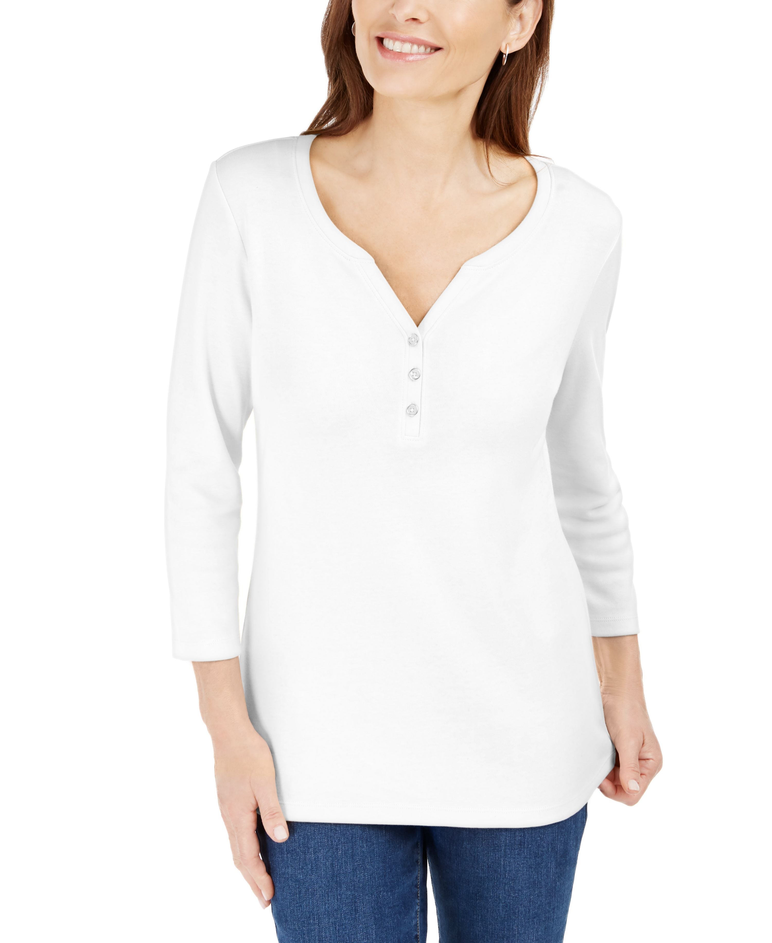 Cotton Henley V-Neck Premium Top