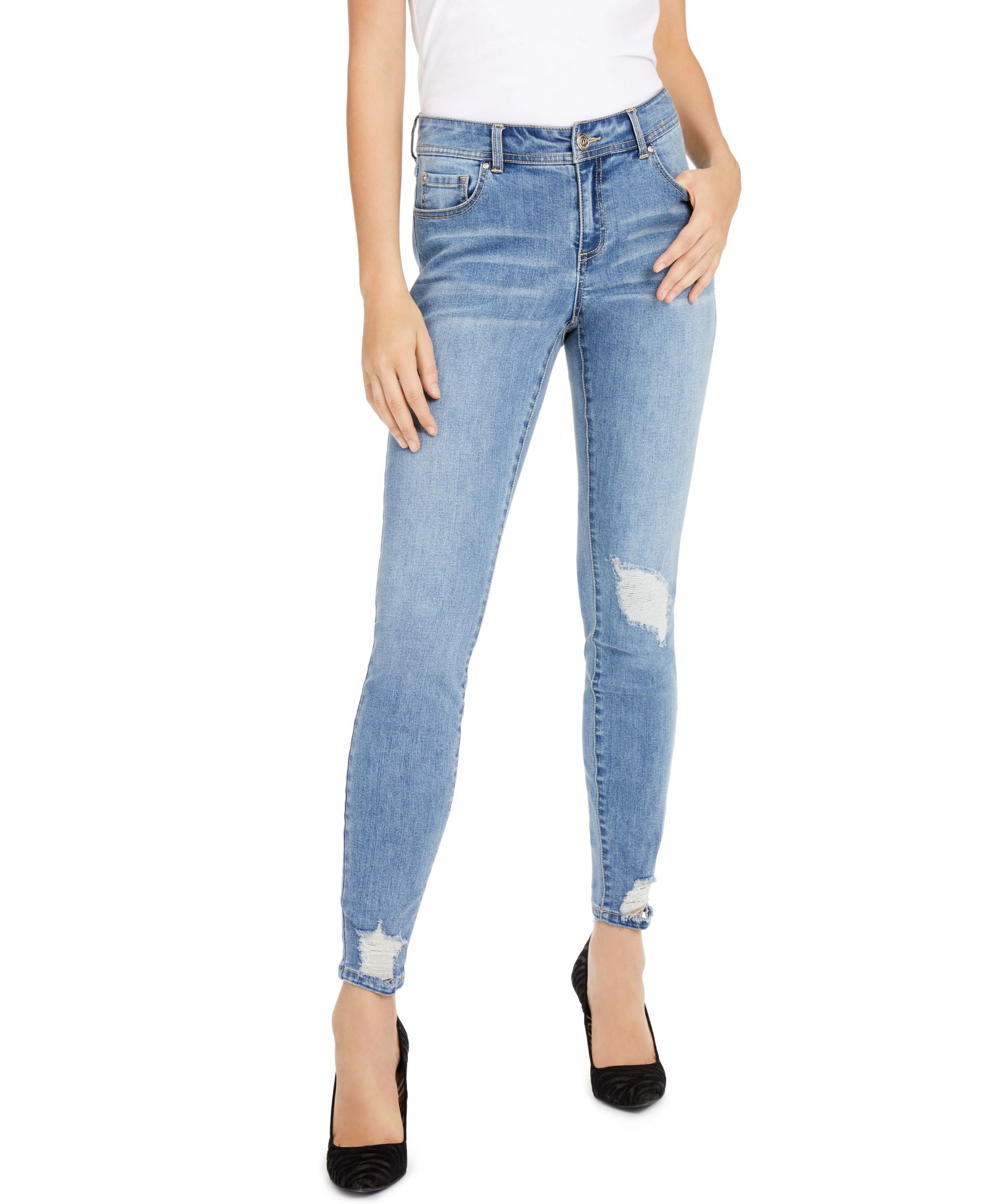 INC International Concepts Curvy Rip Repair Skinny-Fit Premium Jeans Regular Long