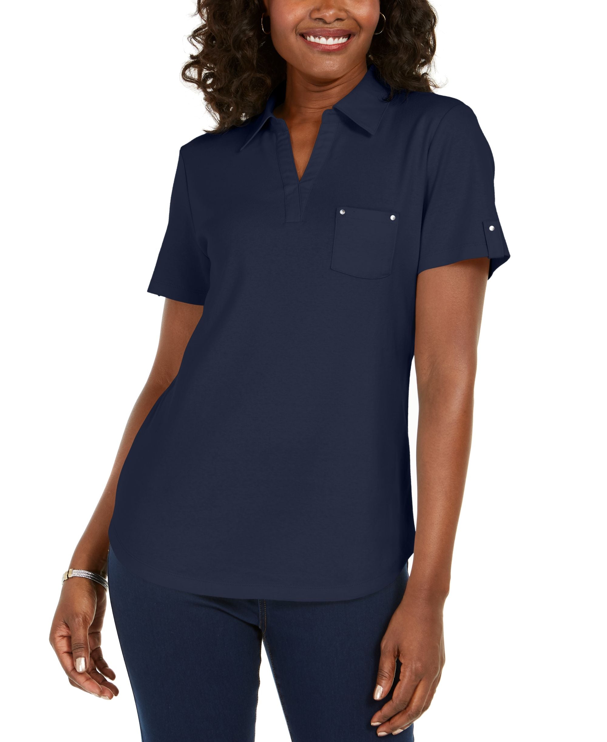 Karen Scott Cotton Polo Modern Shirt