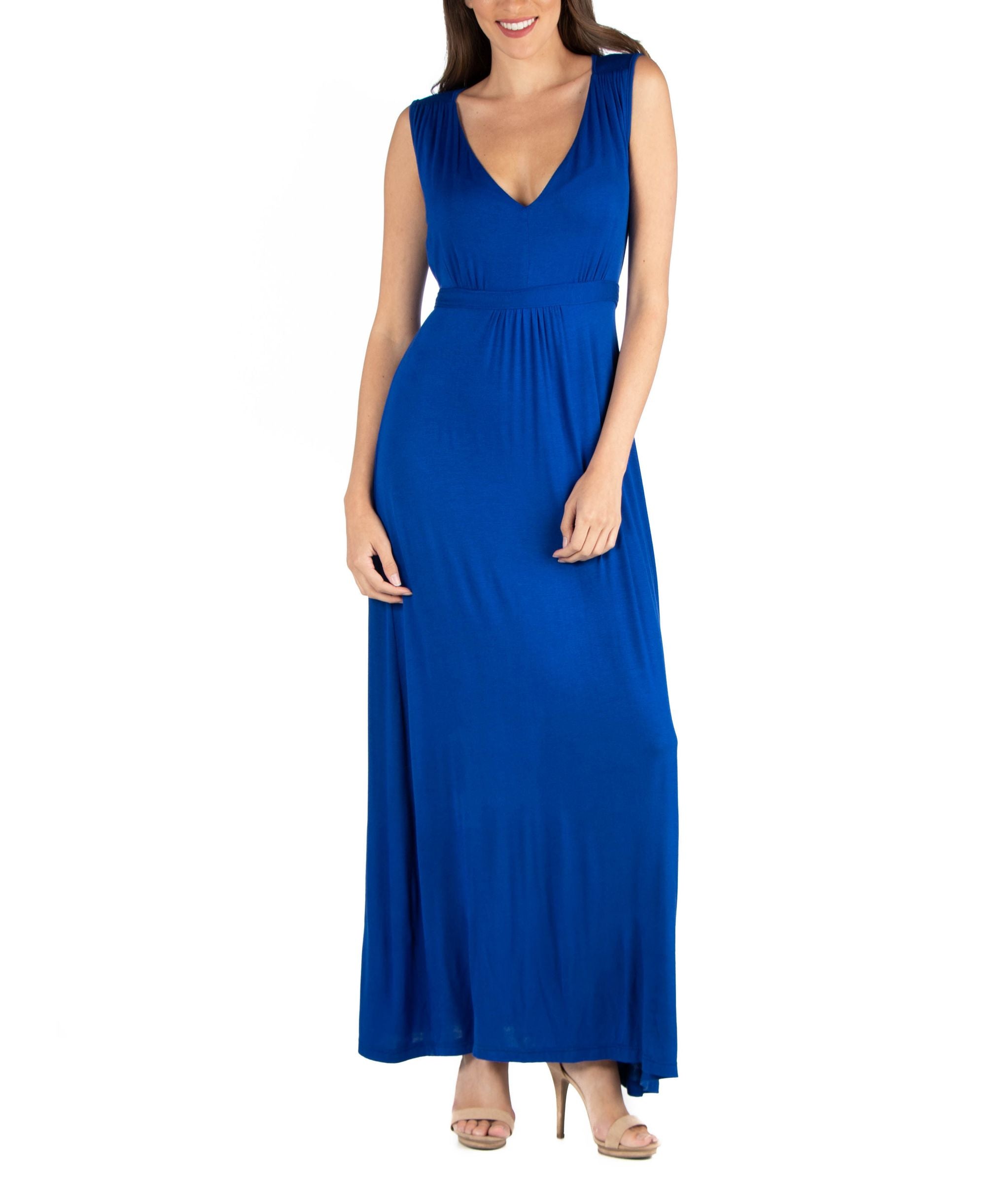V-Neck Sleeveless Maxi Dress with Belt