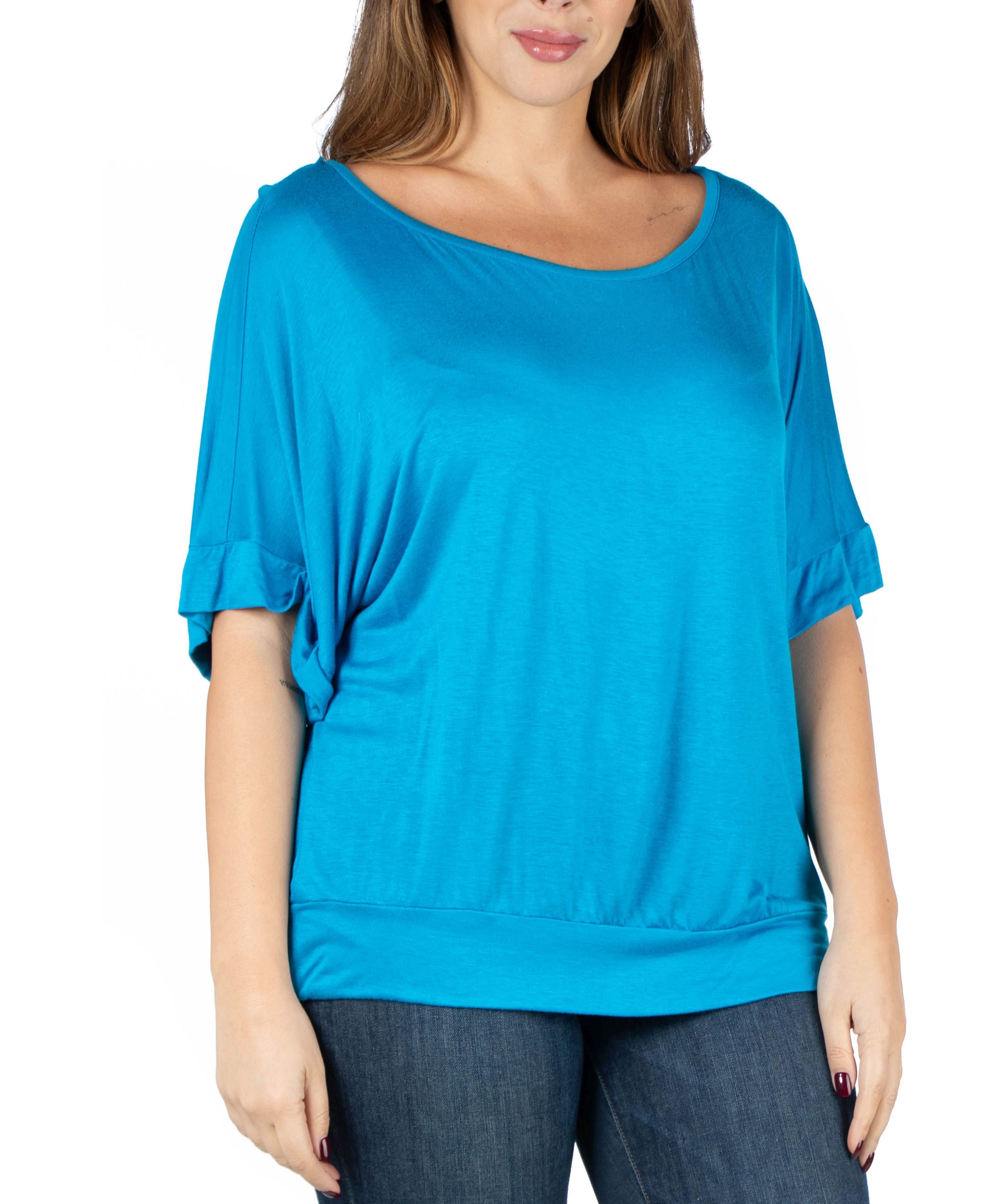 Plus Size Short-Sleeve Loose Fitting Dolman Premium Top